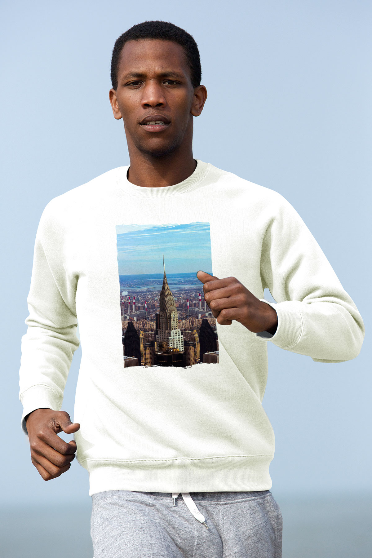 Chrysler Binası Beyaz Unisex Sweatshirt