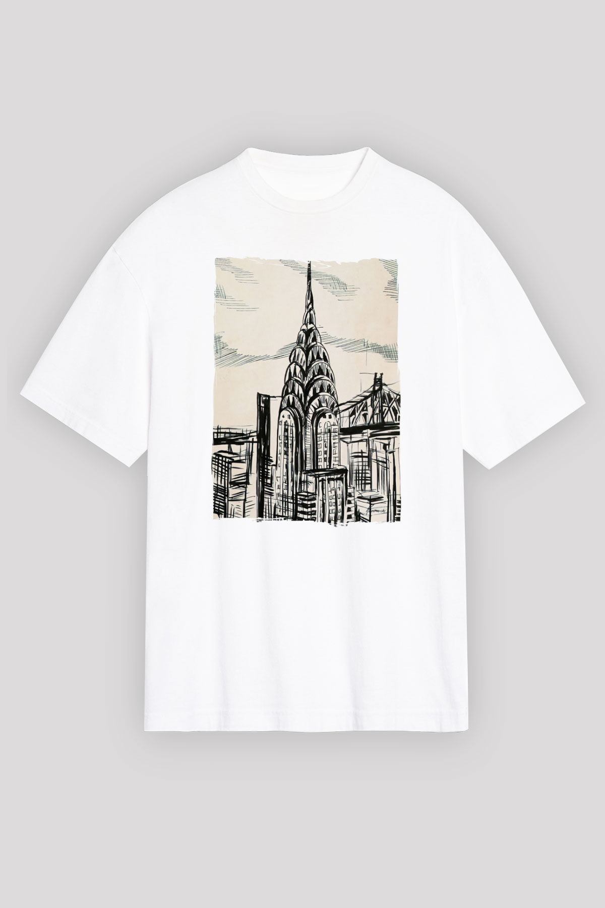 Chrysler Binası Beyaz Unisex Tişört T-Shirt - TişörtFabrikası