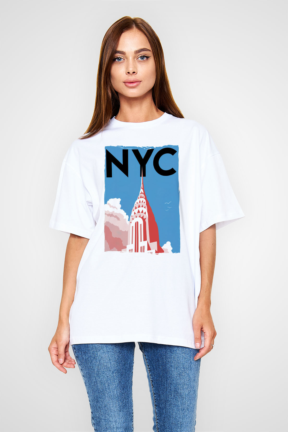 Chrysler Binası Beyaz Unisex Tişört T-Shirt - TişörtFabrikası