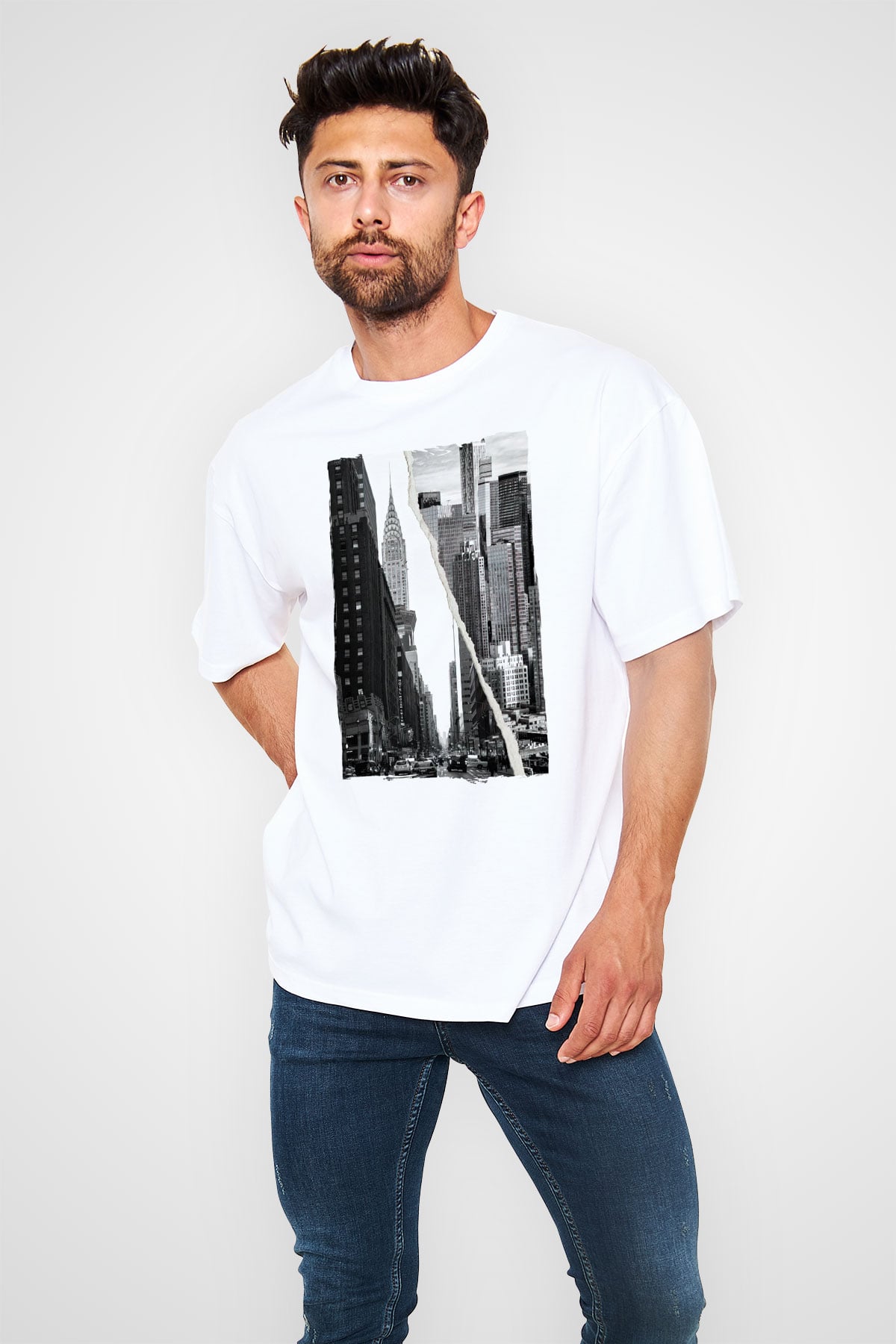 Chrysler Binası Beyaz Unisex Tişört T-Shirt - TişörtFabrikası