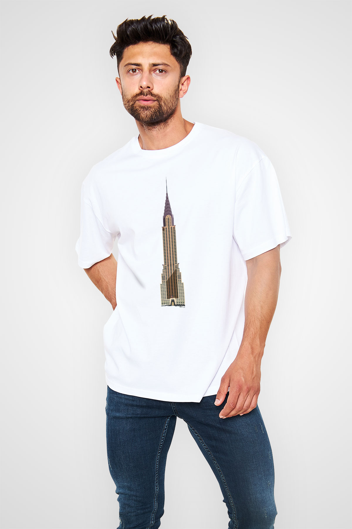 Chrysler Binası Beyaz Unisex Tişört T-Shirt - TişörtFabrikası