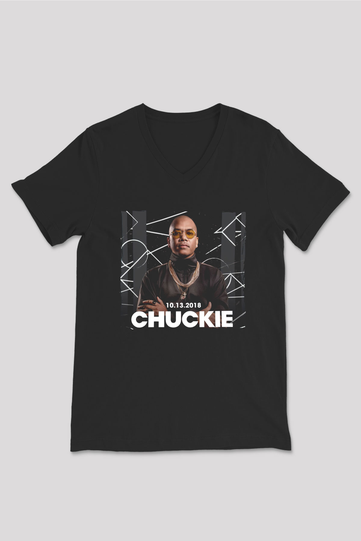 Chuckie Siyah Unisex V Yaka Tişört
