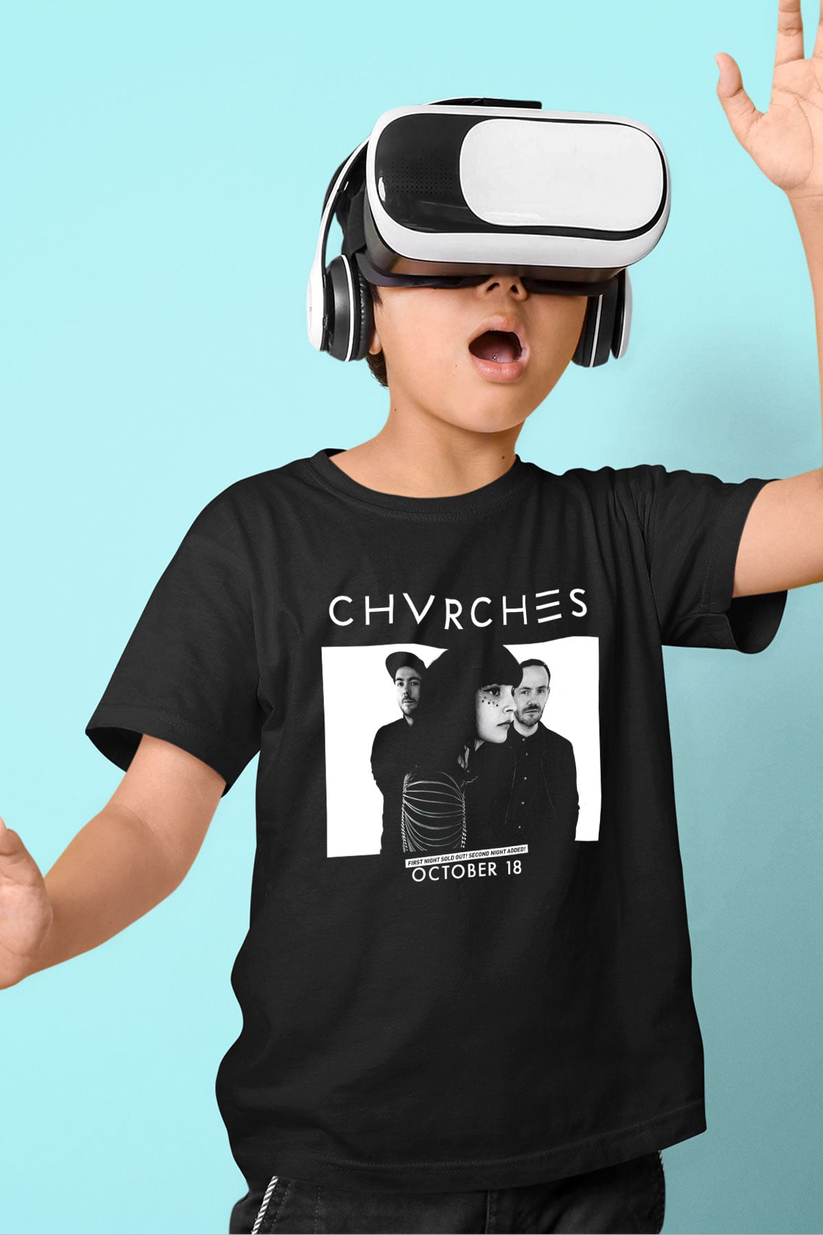 CHVRCHES Baskılı Siyah Unisex Çocuk Tişört