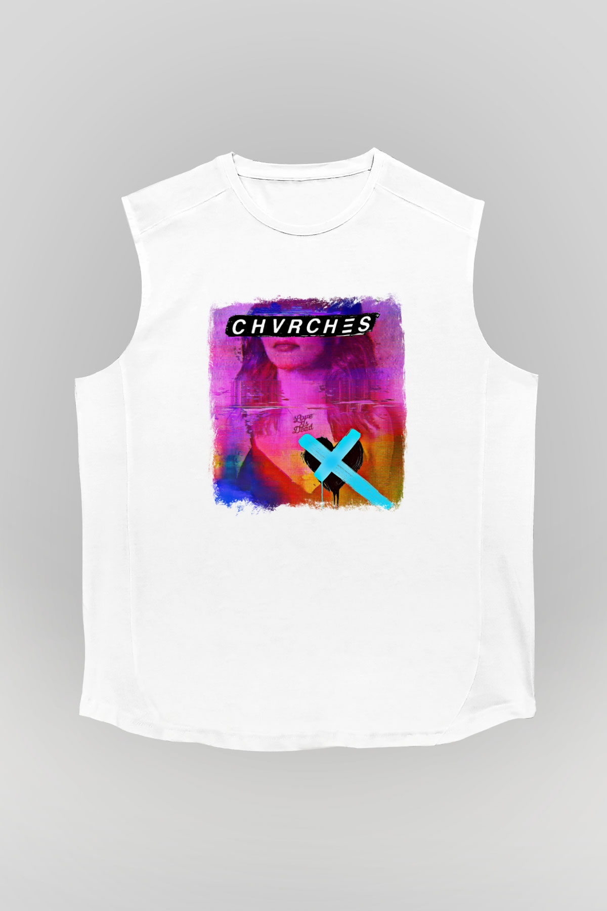 CHVRCHES Baskılı Unisex Beyaz Kolsuz Tişört