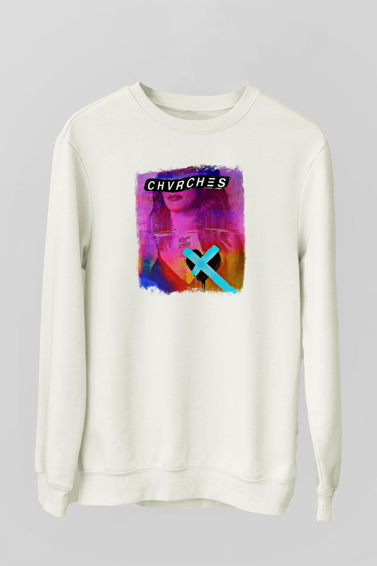CHVRCHES Baskılı Unisex Beyaz Sweatshirt