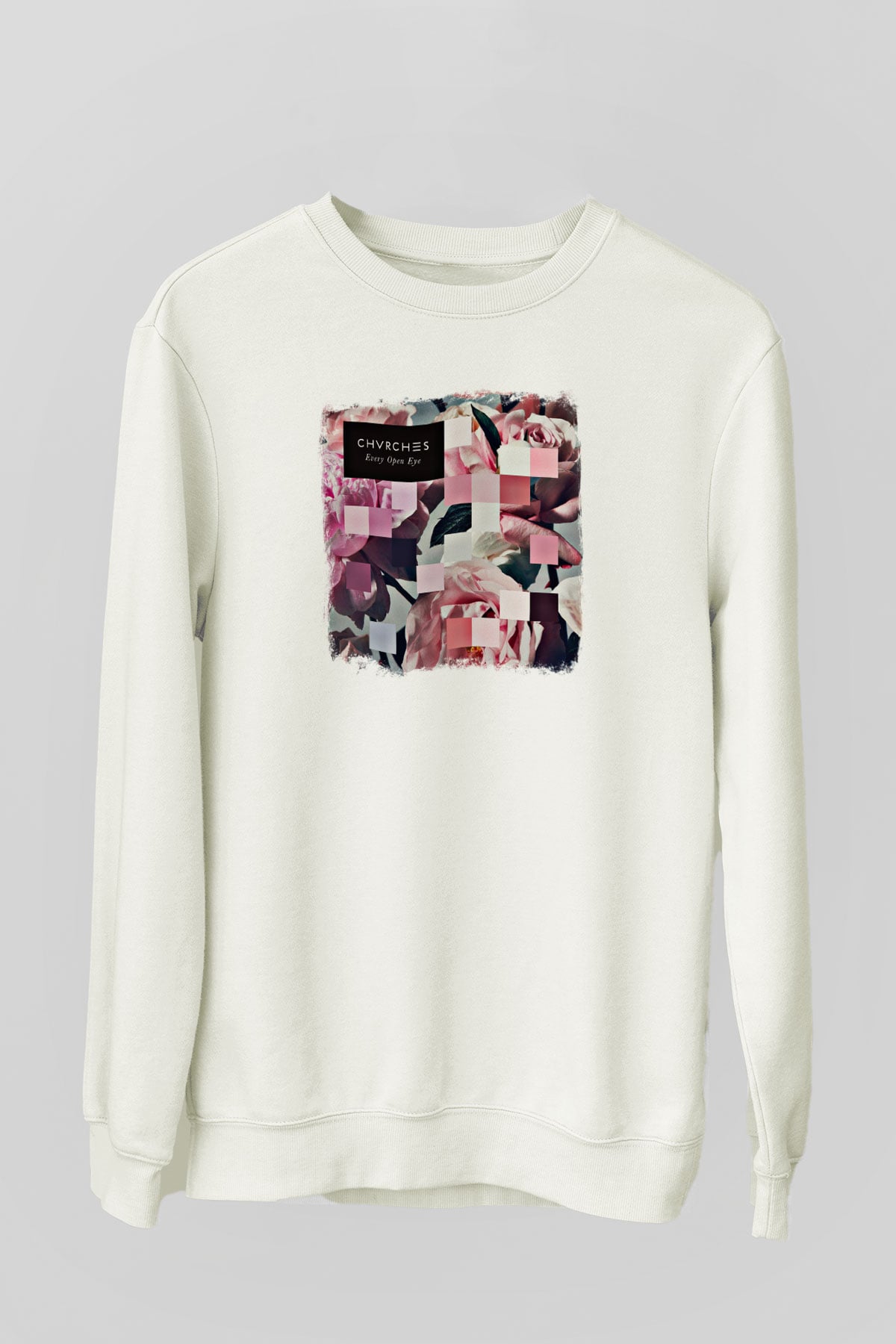 CHVRCHES Baskılı Unisex Beyaz Sweatshirt