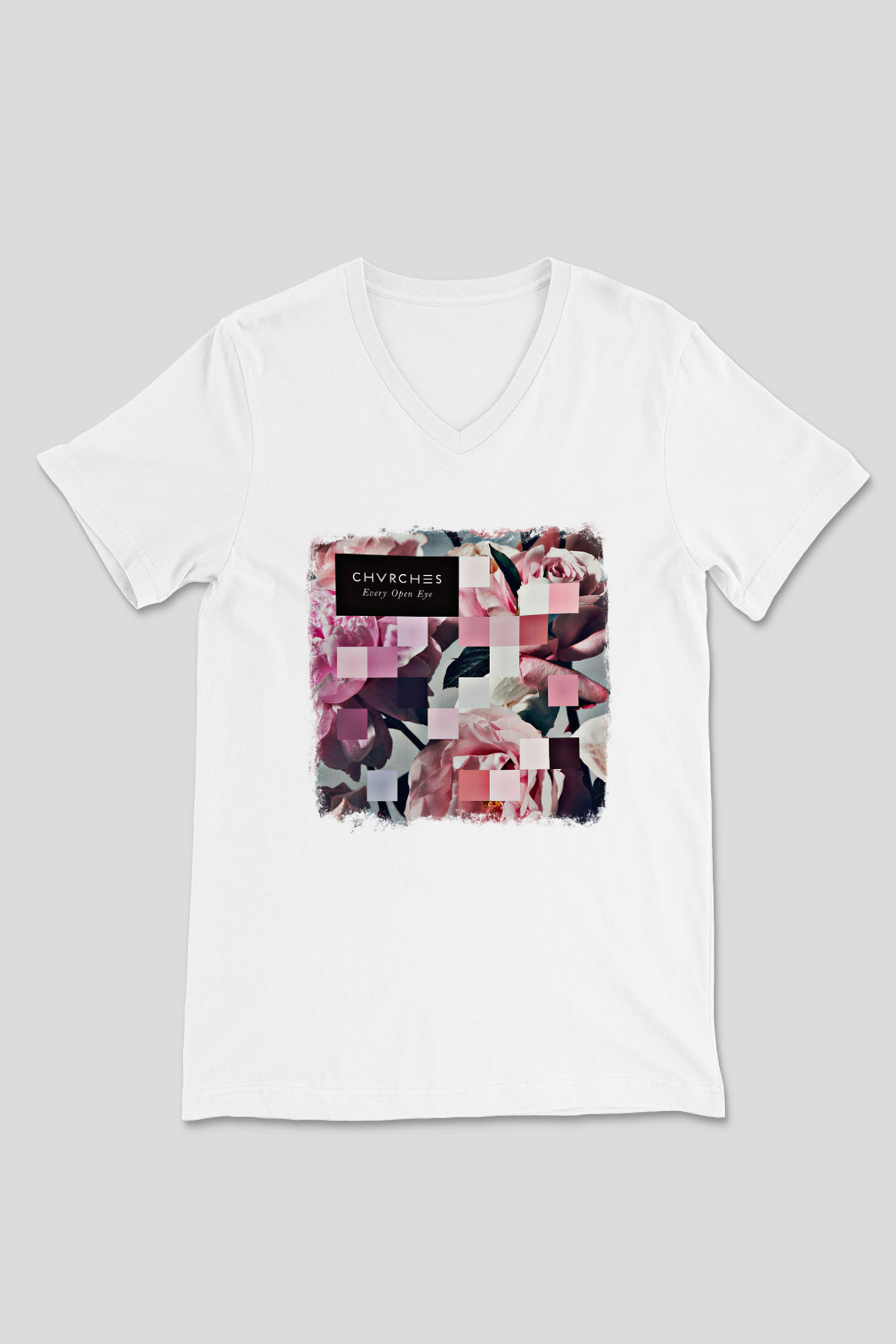 CHVRCHES Baskılı Unisex Beyaz V Yaka Tişört