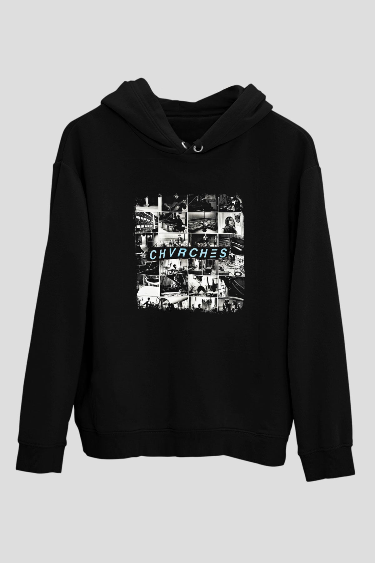 CHVRCHES Baskılı Unisex Siyah Hoodie