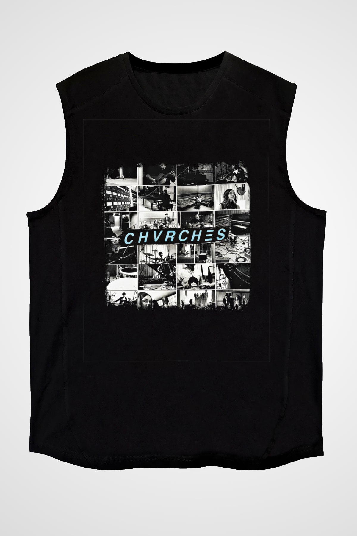 CHVRCHES Baskılı Unisex Siyah Kolsuz Tişört