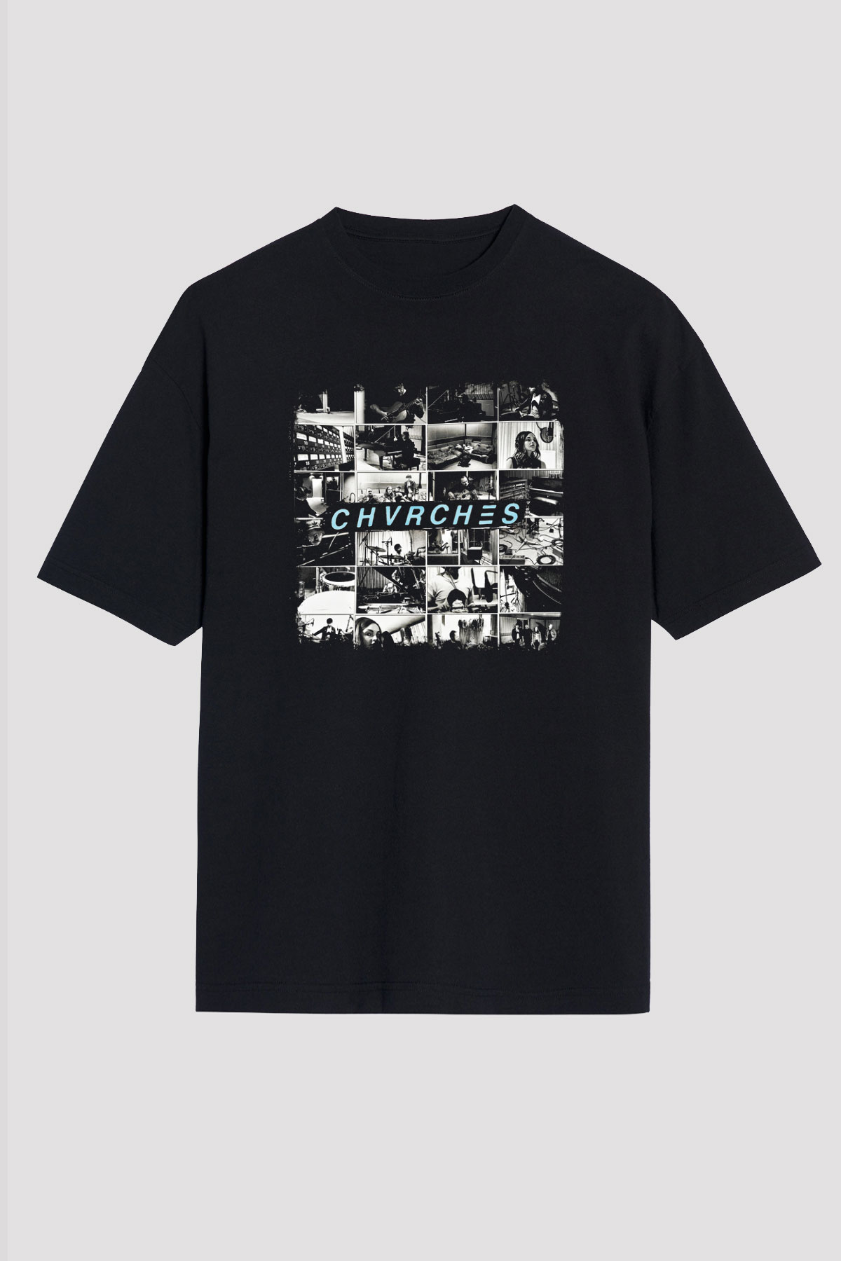 CHVRCHES Baskılı Unisex Siyah Oversize Tişört