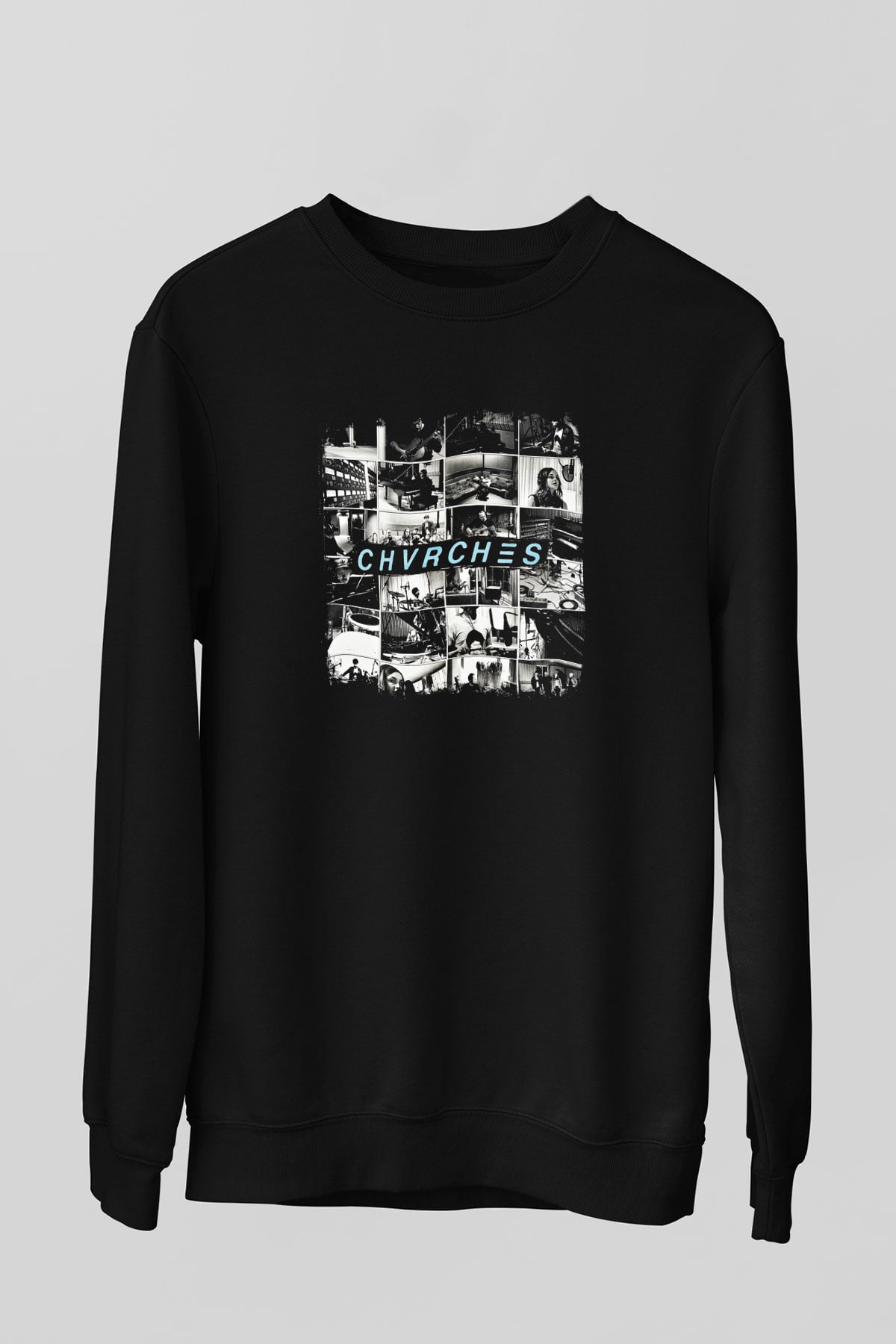 CHVRCHES Baskılı Unisex Siyah Sweatshirt