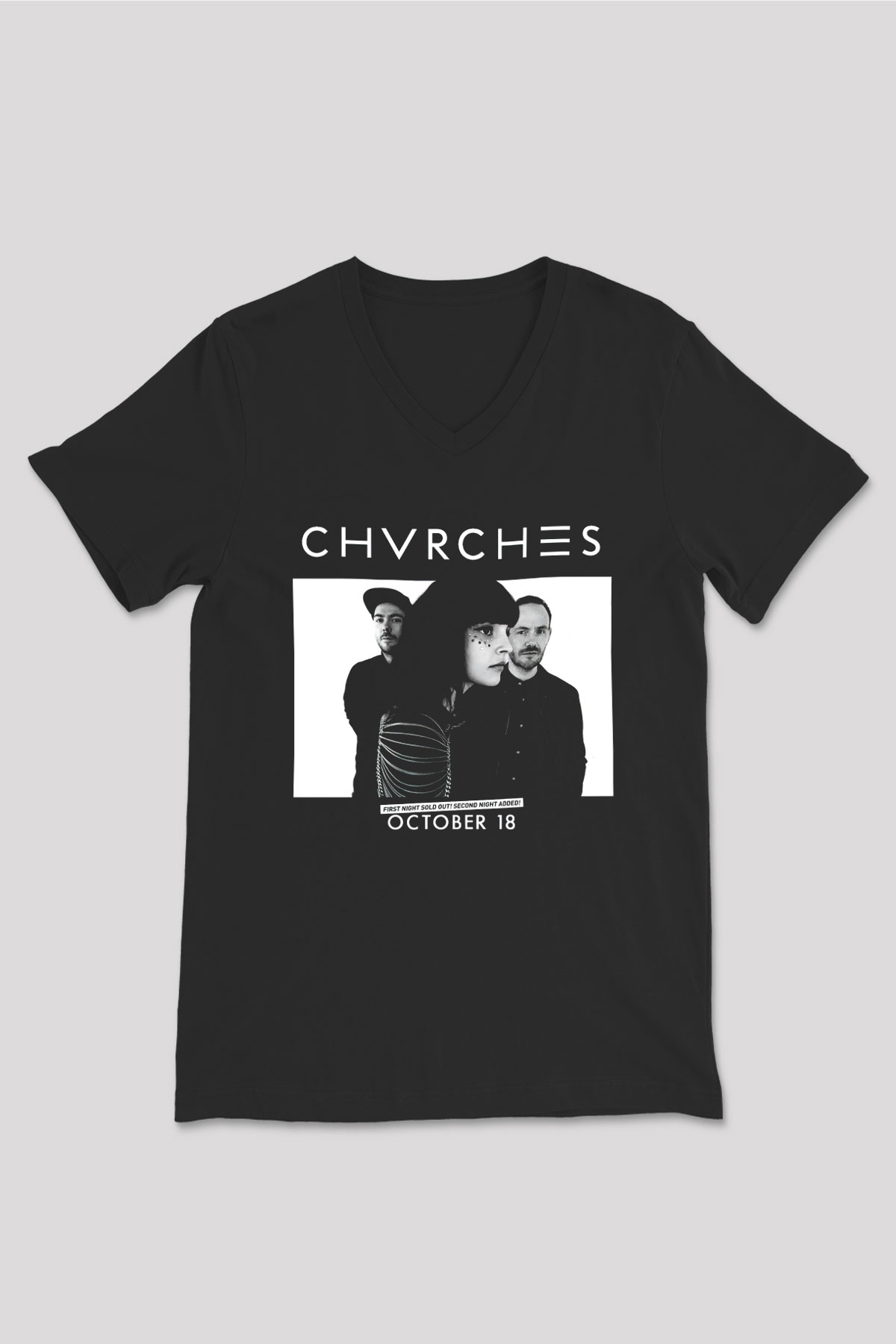 CHVRCHES Siyah Unisex V Yaka Tişört T-Shirt