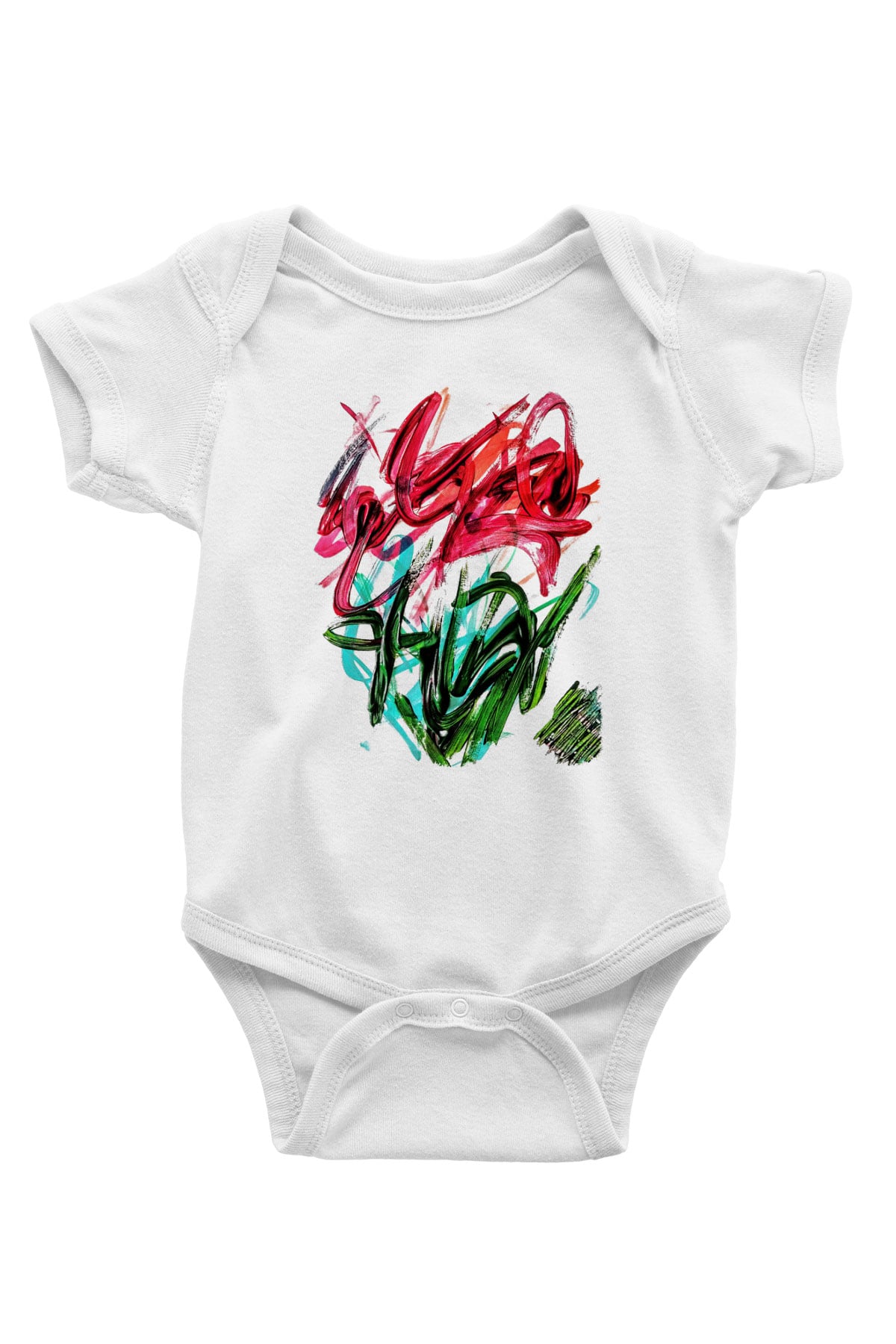 Çiçek Baskılı Beyaz Unisex Bebek Body - Zıbın