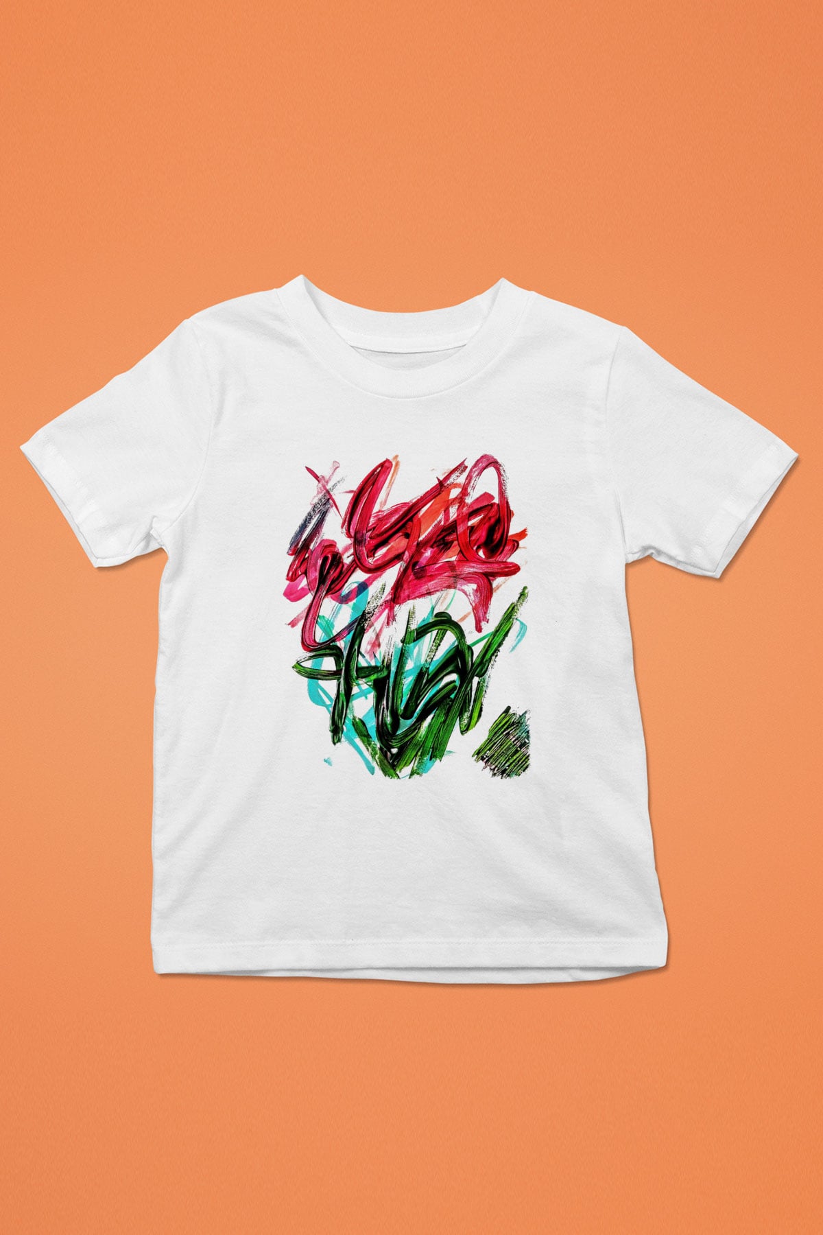 Çiçek Baskılı Beyaz Unisex Çocuk Tişört