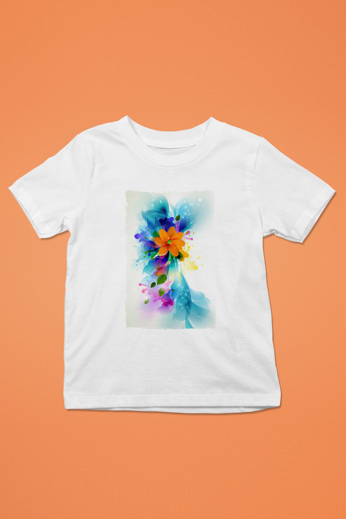 Çiçek Beyaz Unisex Çocuk Tişört