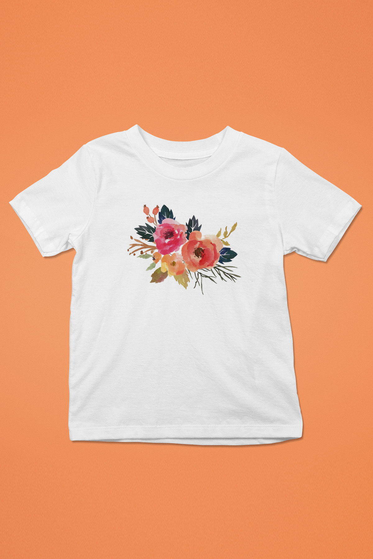 Çiçek Beyaz Unisex Çocuk Tişört