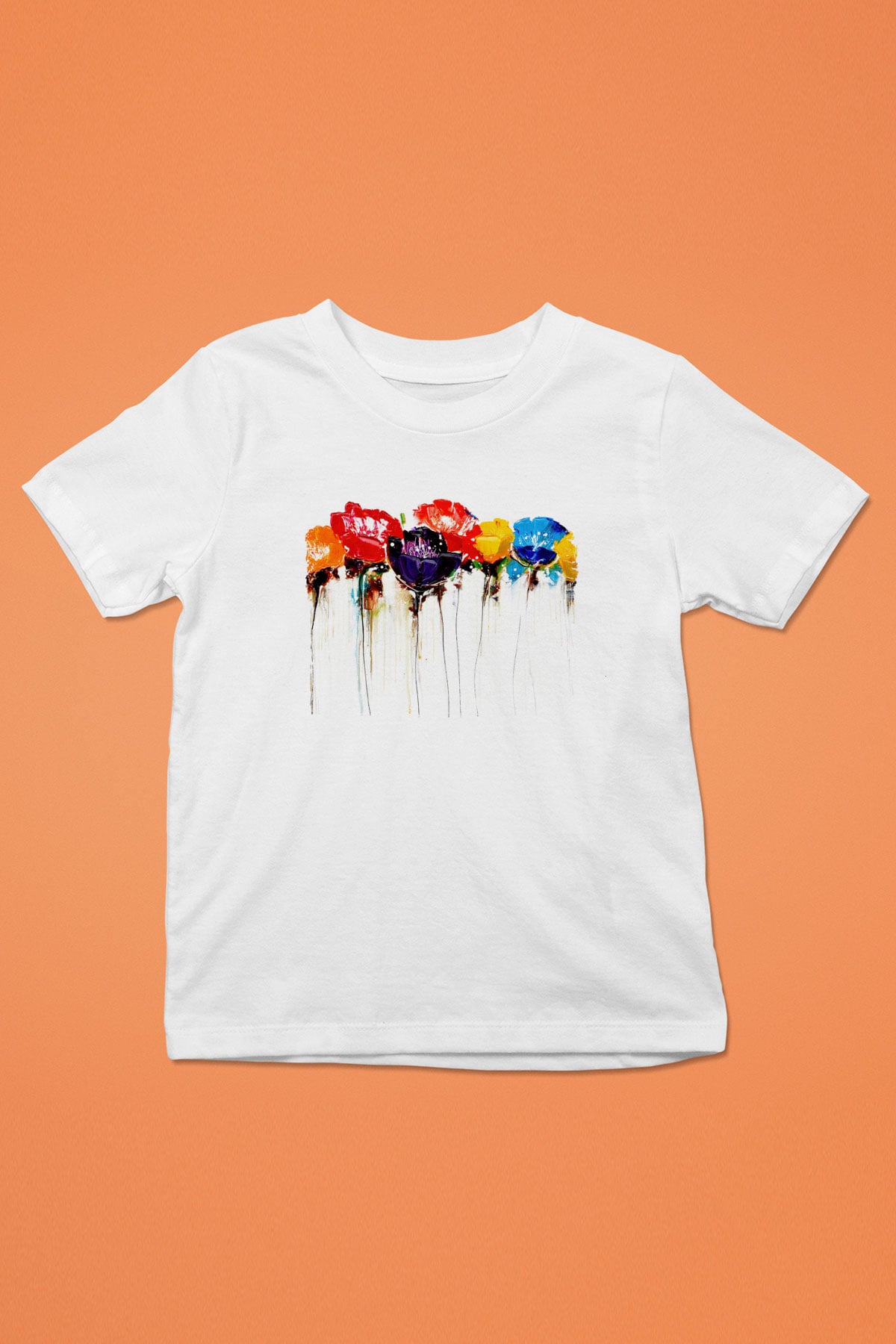 Çiçek Beyaz Unisex Çocuk Tişört
