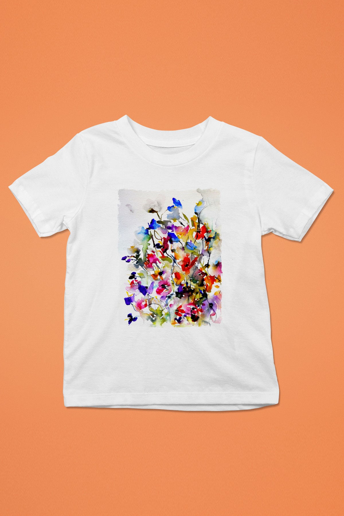 Çiçek Beyaz Unisex Çocuk Tişört