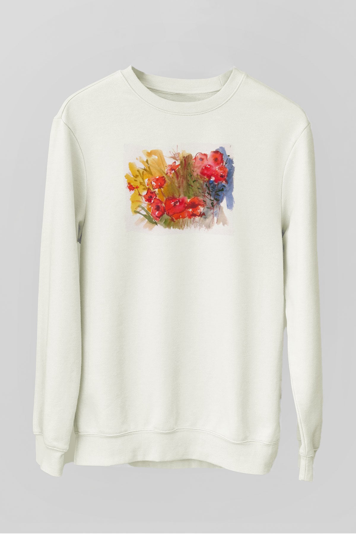 Çiçek Beyaz Unisex Sweatshirt
