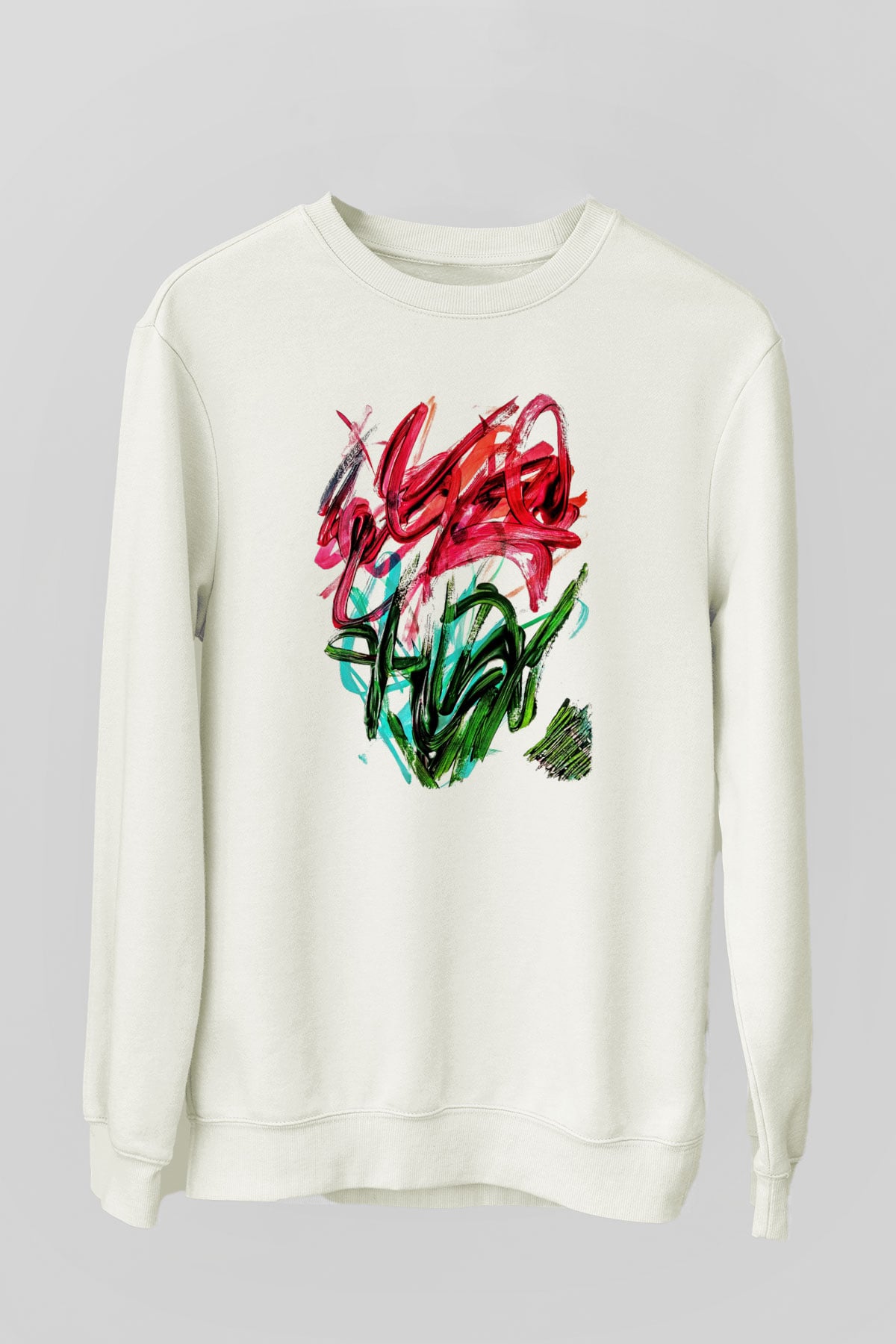 Çiçek Beyaz Unisex Sweatshirt