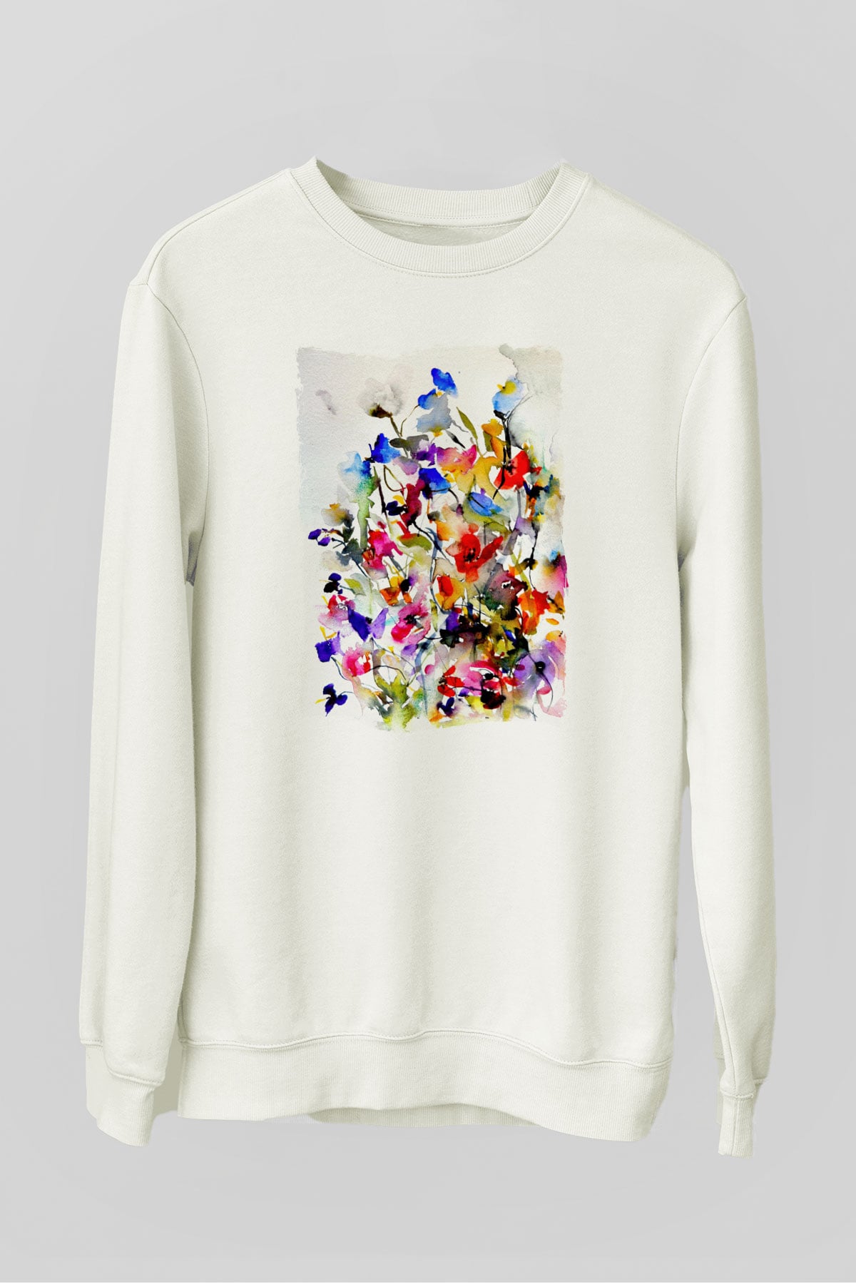 Çiçek Beyaz Unisex Sweatshirt
