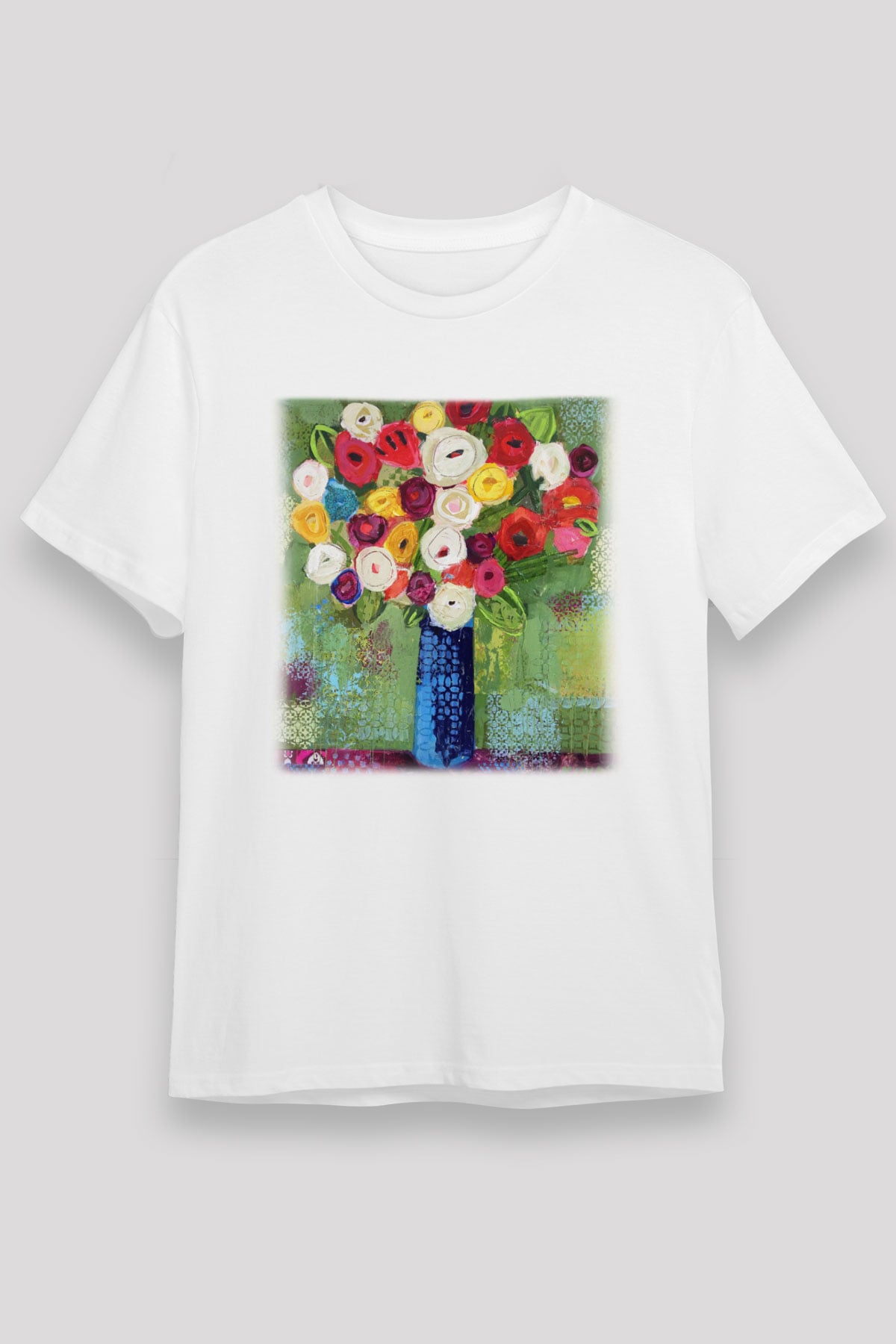 Çiçek Beyaz Unisex Tişört T-Shirt - TişörtFabrikası