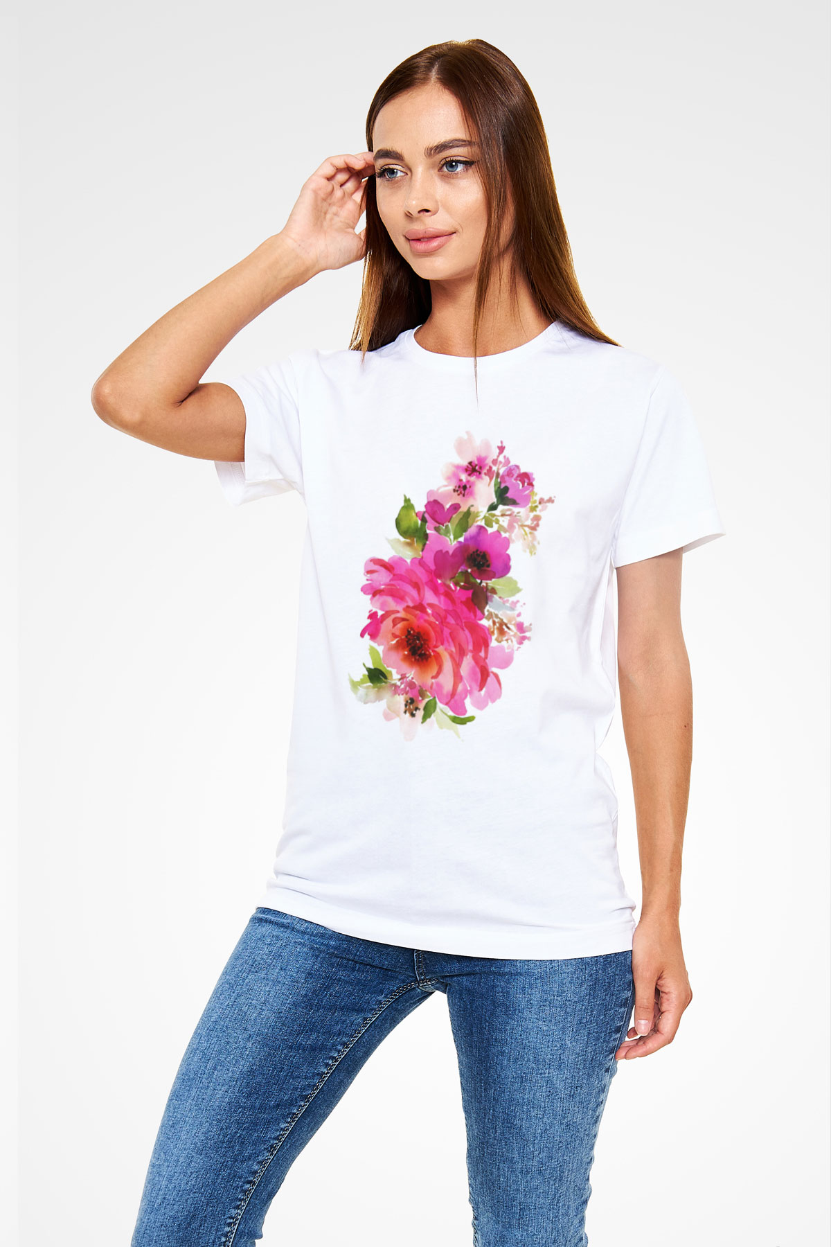 Çiçek Beyaz Unisex Tişört T-Shirt - TişörtFabrikası