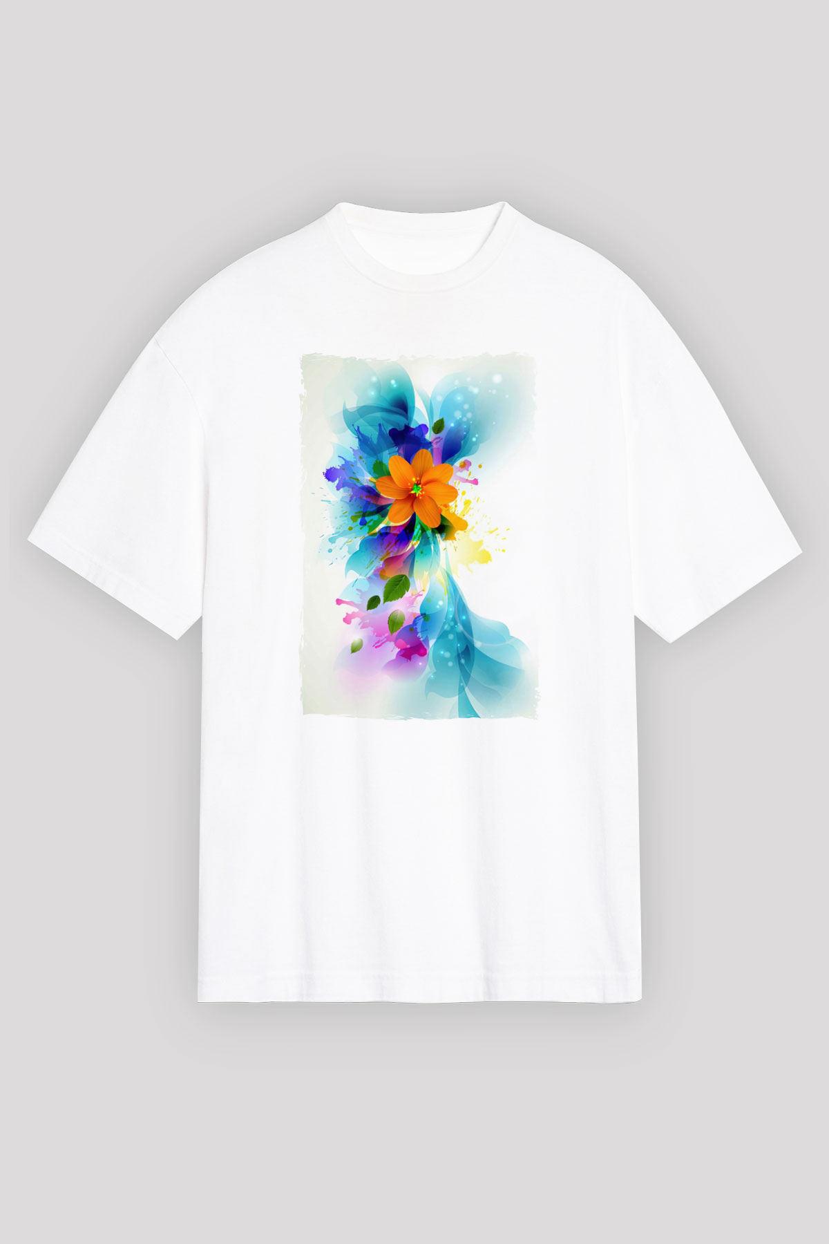 Çiçek Beyaz Unisex Tişört T-Shirt - TişörtFabrikası
