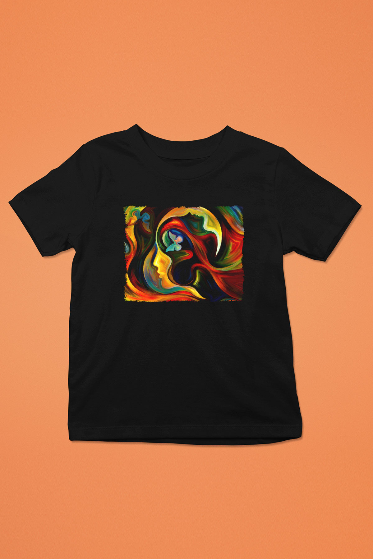 Çiçek Siyah Unisex Çocuk Tişört