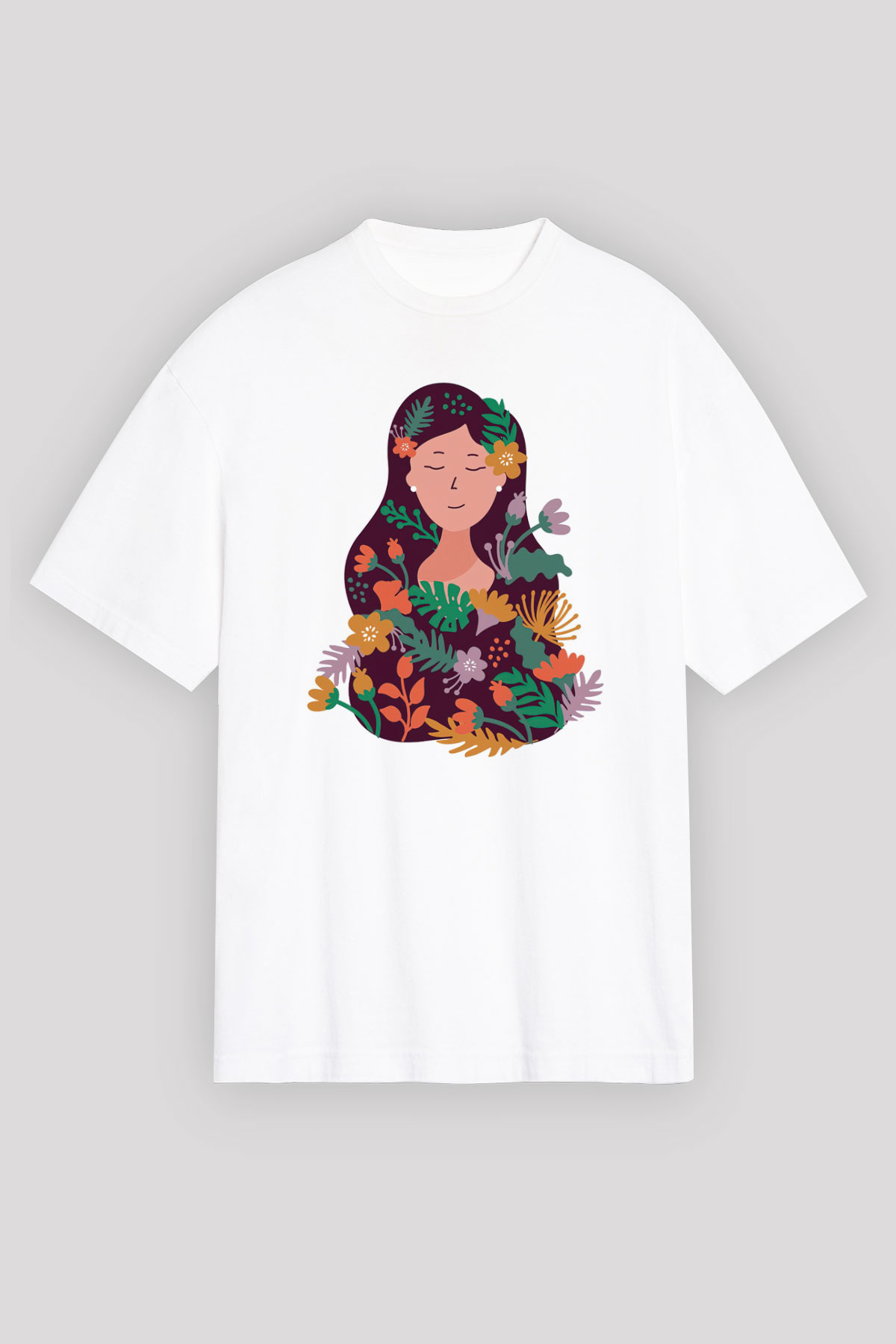 Çiçekçi Beyaz Unisex Tişört T-Shirt - TişörtFabrikası