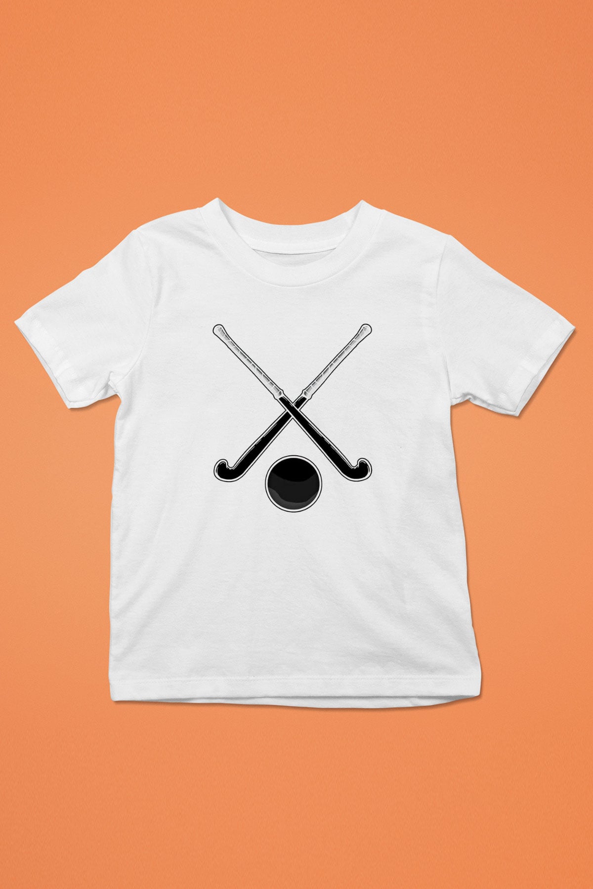 Çim Hokeyi Baskılı Unisex Beyaz Çocuk Tişört - Tshirt