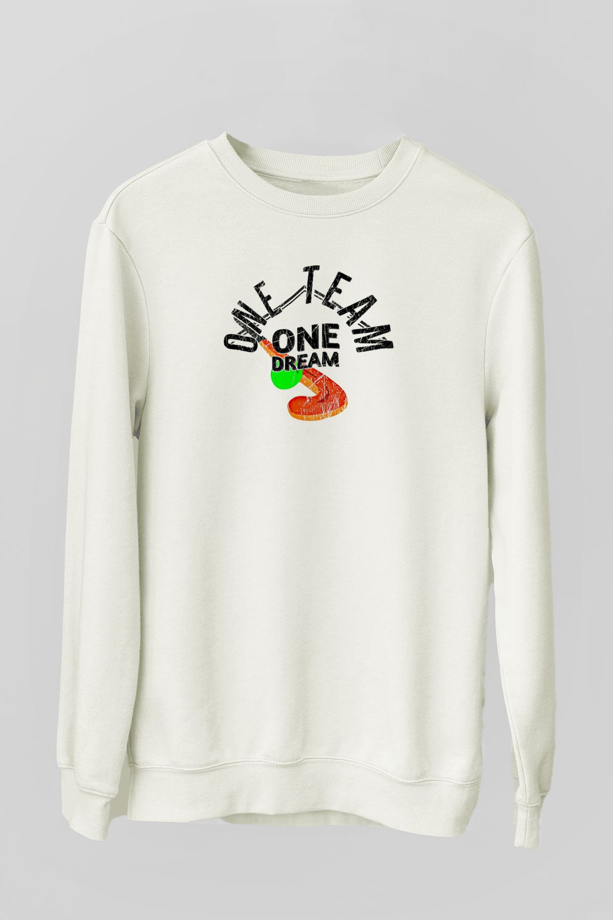 Çim Hokeyi Baskılı Unisex Ekru Sweatshirt