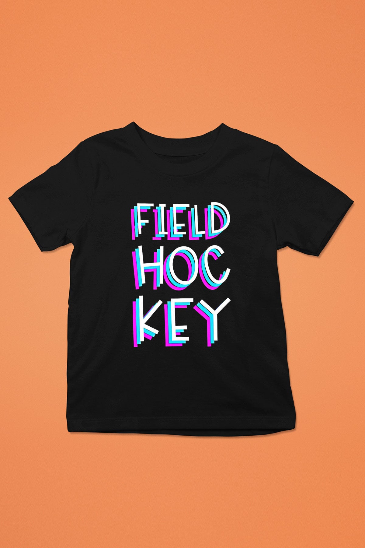 Çim Hokeyi - Field Hockey Baskılı Unisex Siyah Çocuk Tİşörtü - Tshirt