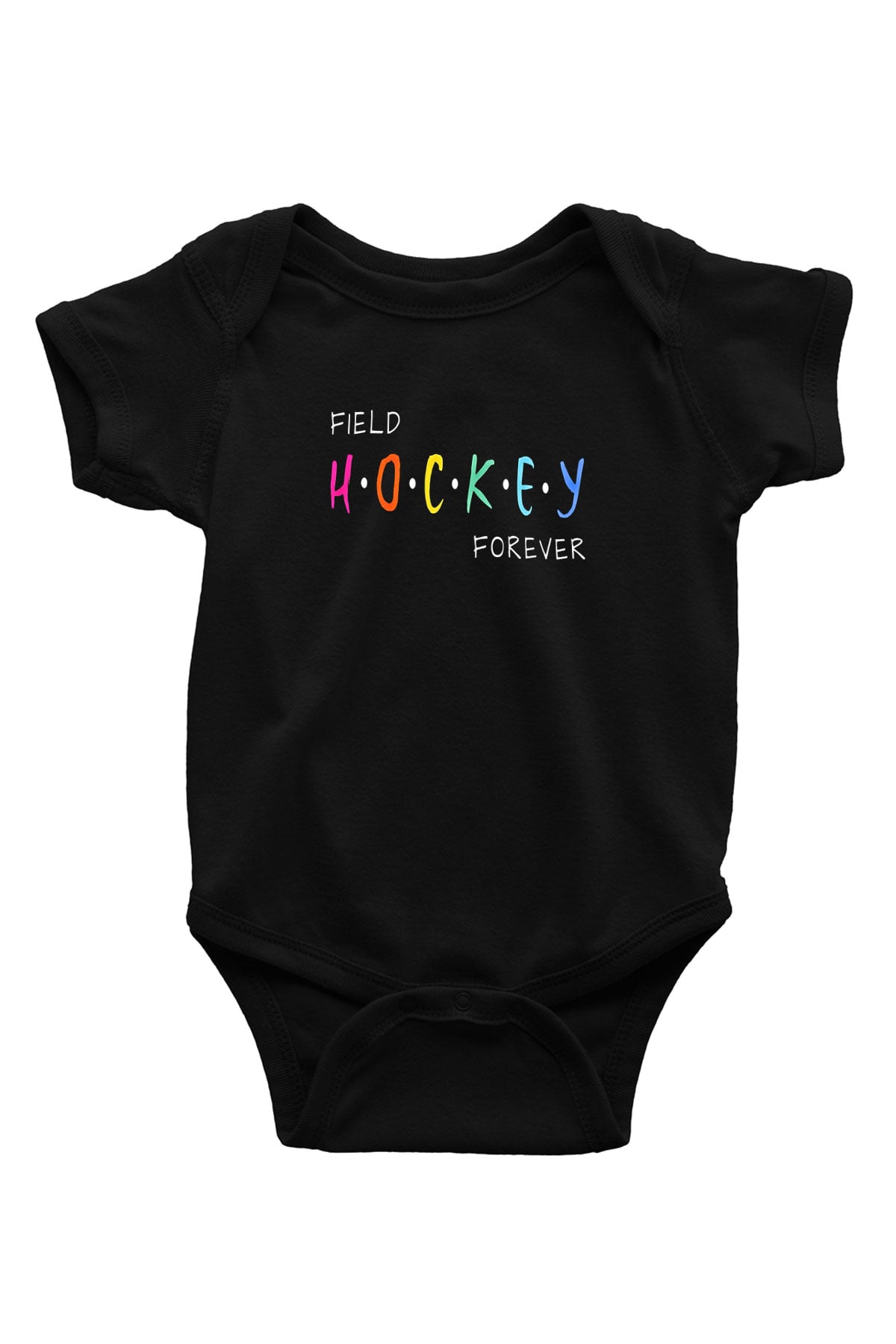 Çim Hokeyi - Field Hockey Baskılı Unisex Siyah Bebek Body - Zıbın