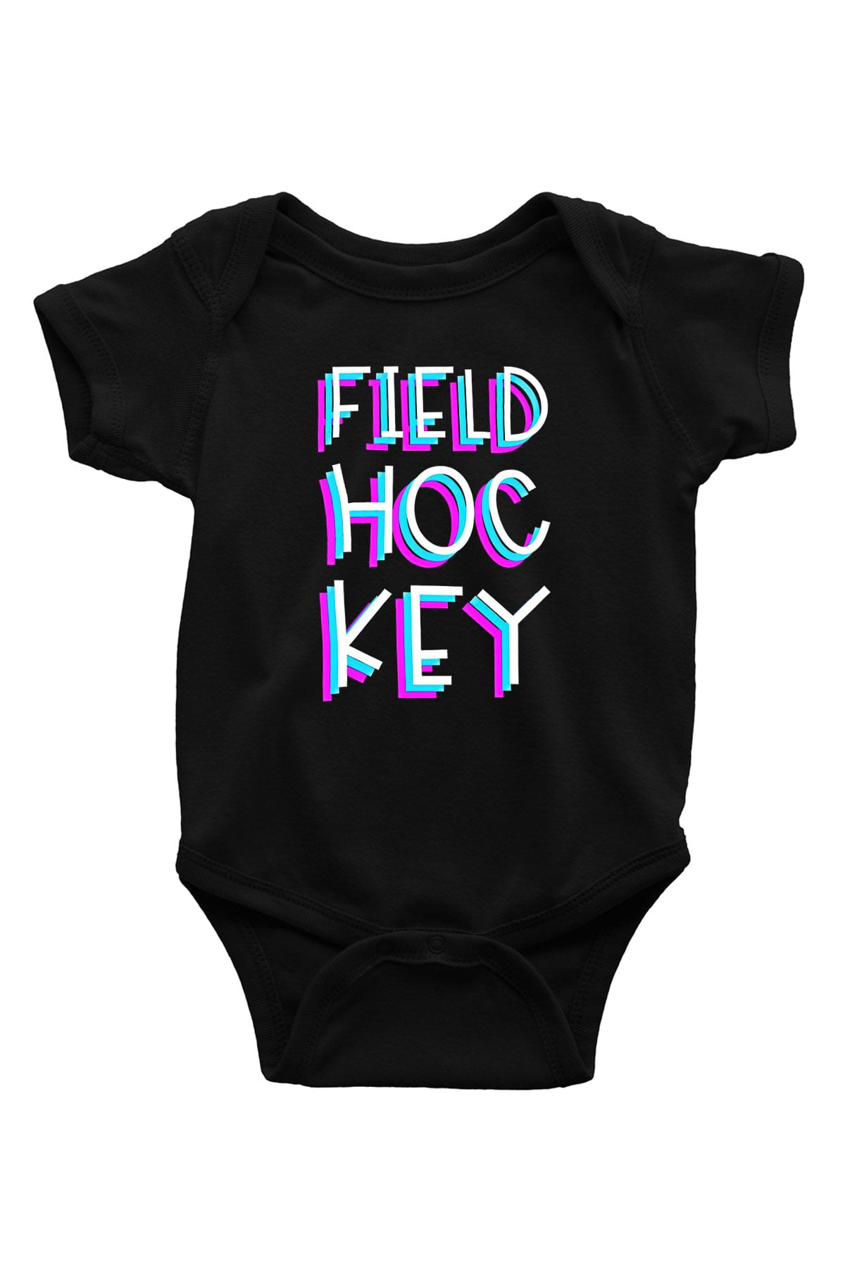 Çim Hokeyi - Field Hockey Baskılı Unisex Siyah Bebek Body - Zıbın