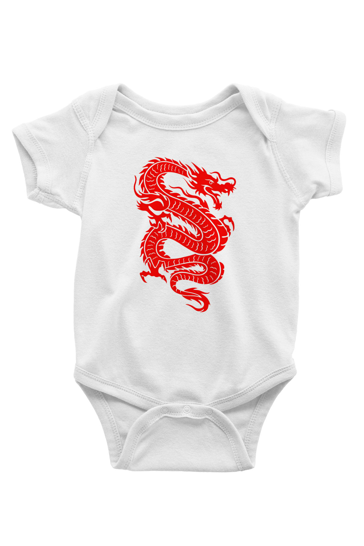 Çin Baskılı Beyaz Unisex Bebek Body - Zıbın