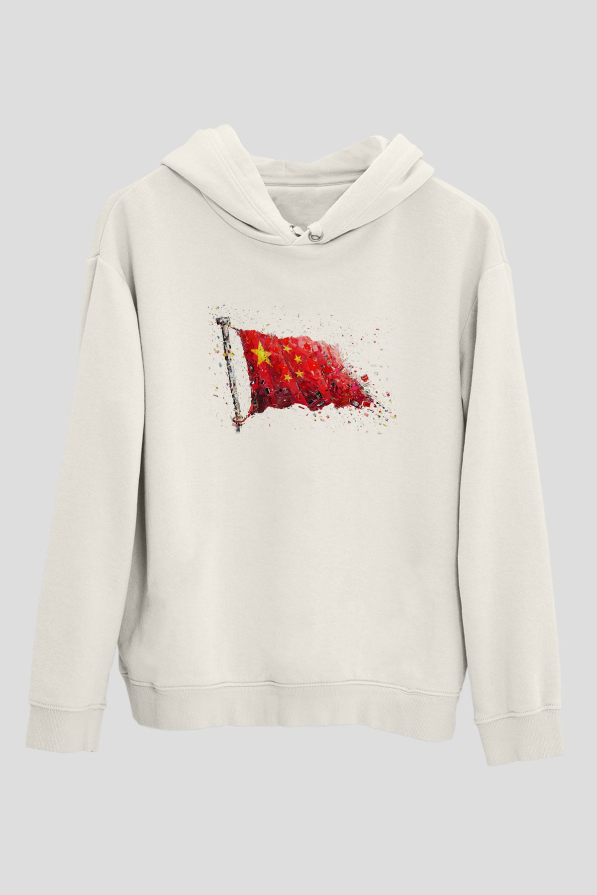 Çin Beyaz Unisex Kapşonlu Sweatshirt
