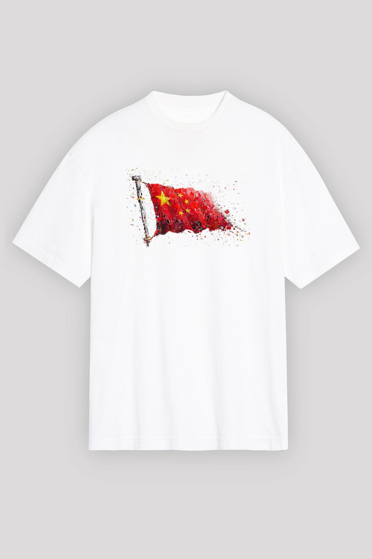Çin Beyaz Unisex Oversize Tişört T-Shirt