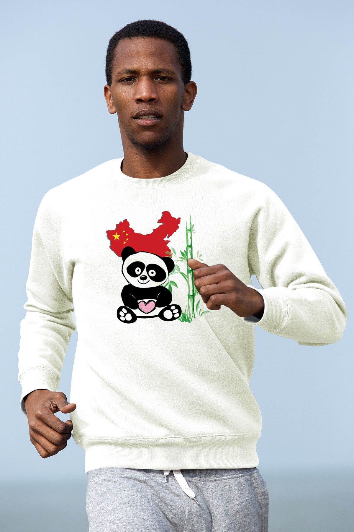 Çin Beyaz Unisex Sweatshirt