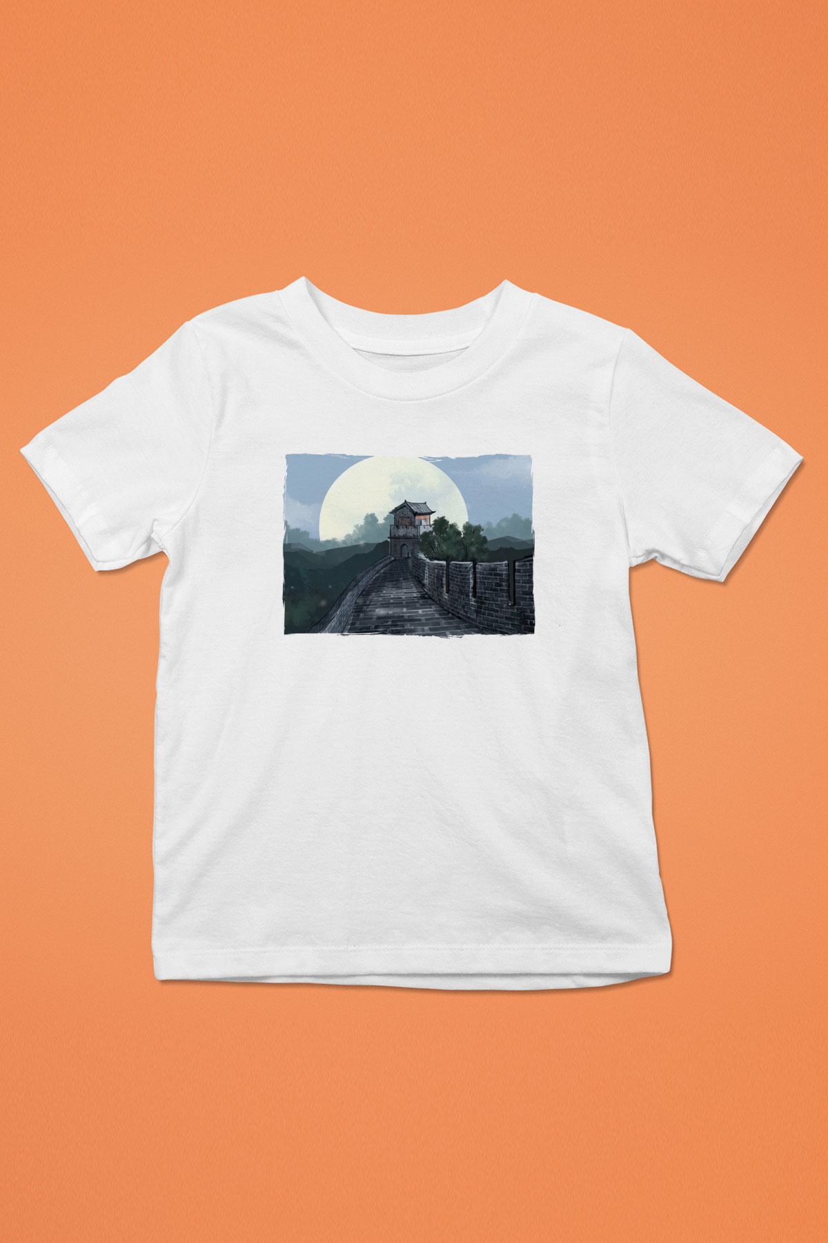 Çin Seddi Beyaz Unisex Çocuk Tişört
