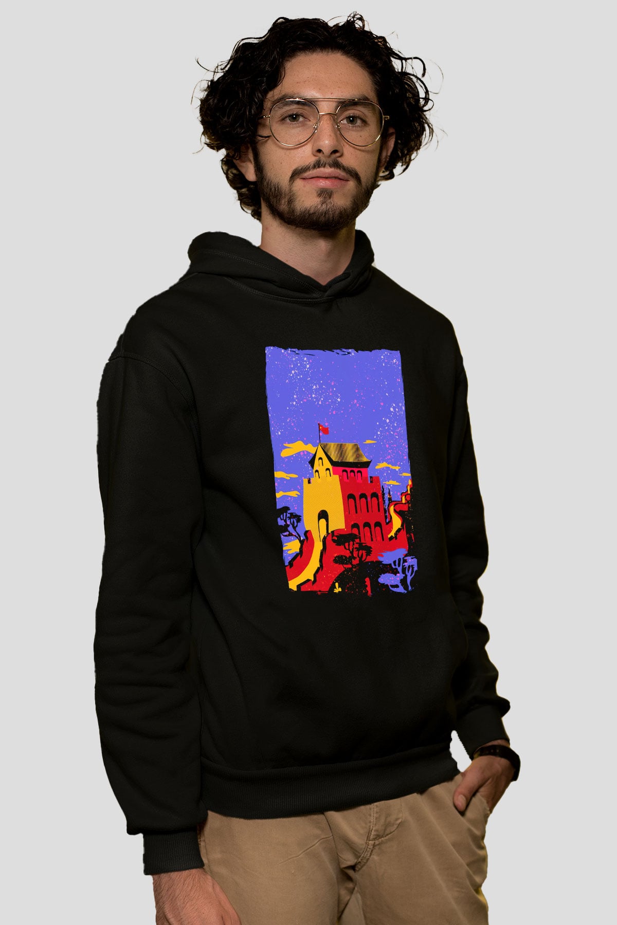 Çin Seddi Siyah Unisex Hoodie