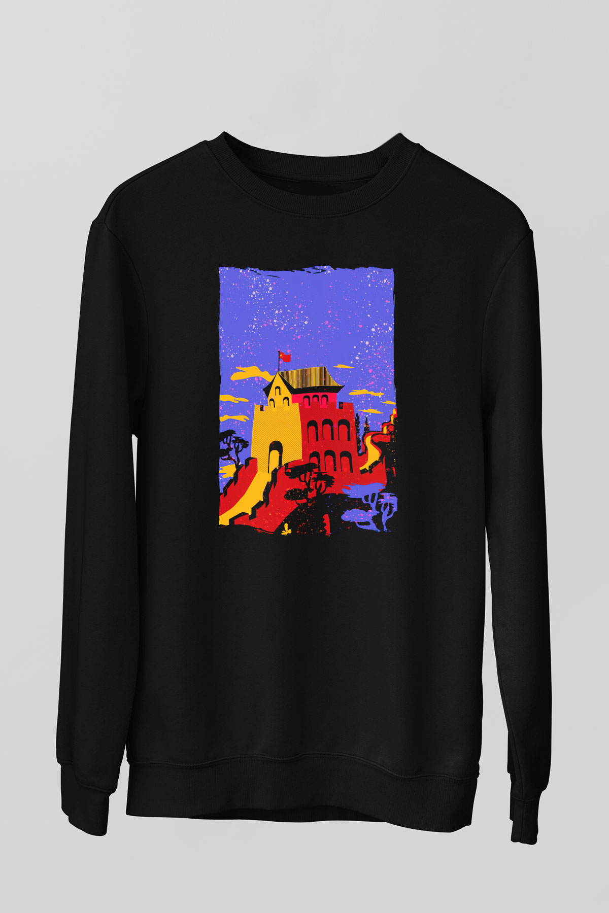 Çin Seddi Siyah Unisex Sweatshirt