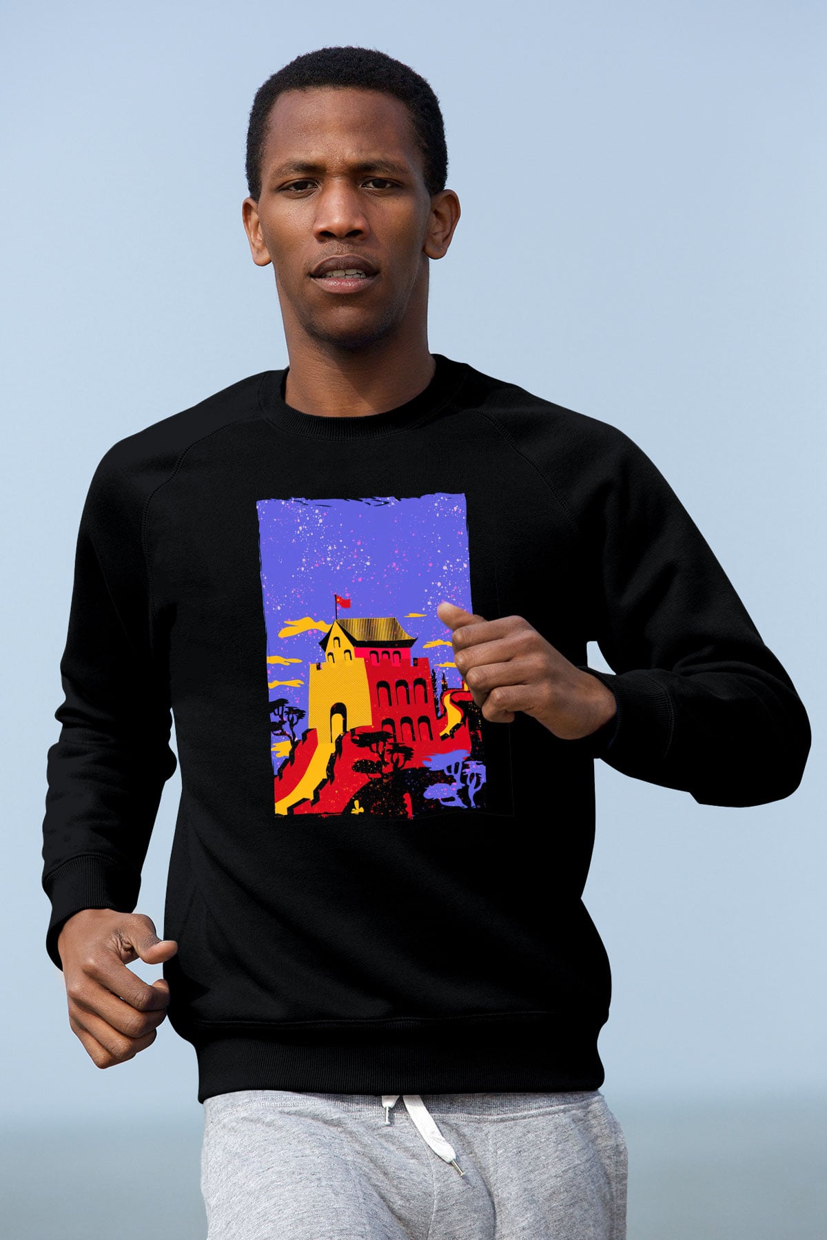 Çin Seddi Siyah Unisex Sweatshirt