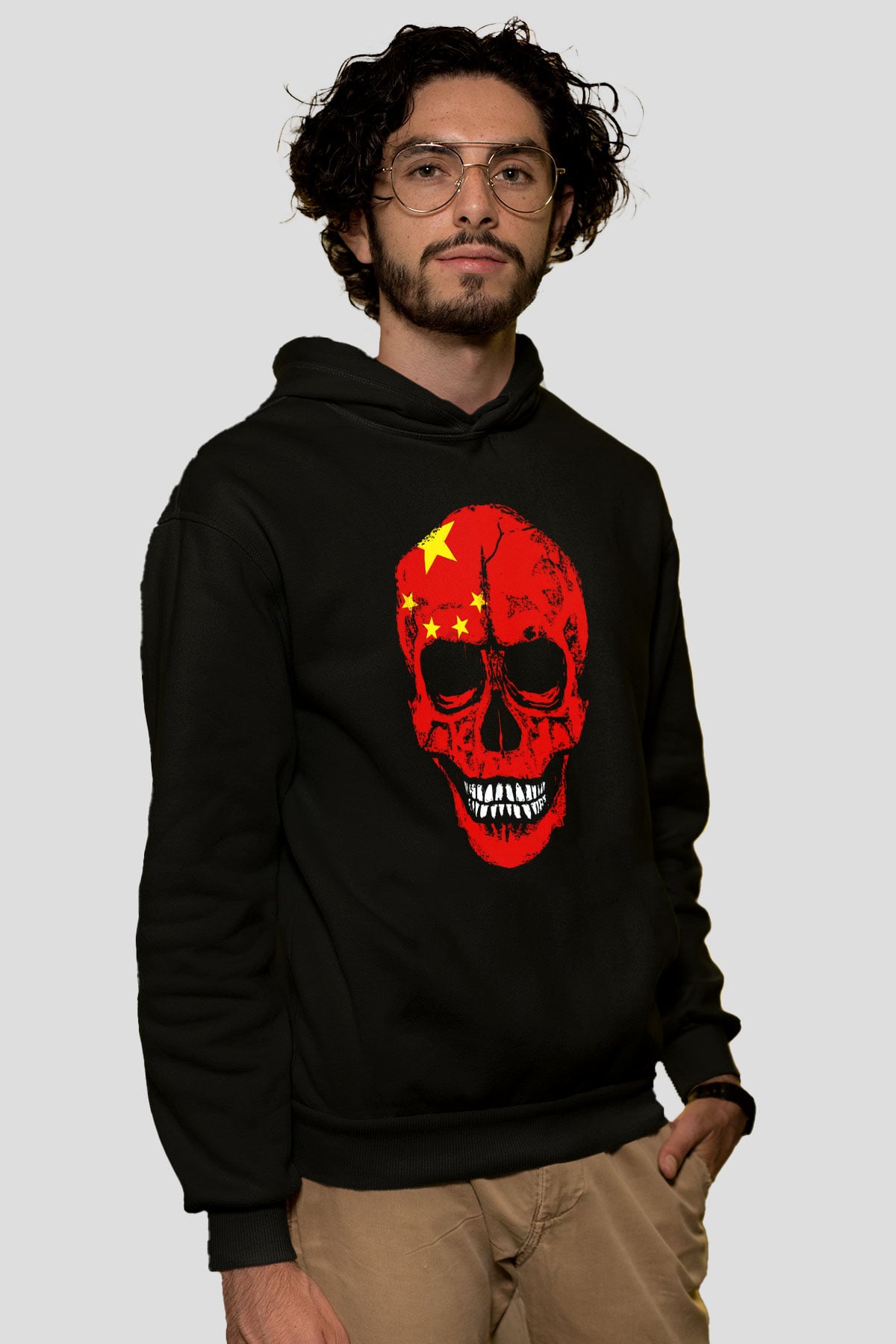 Çin Siyah Unisex Hoodie