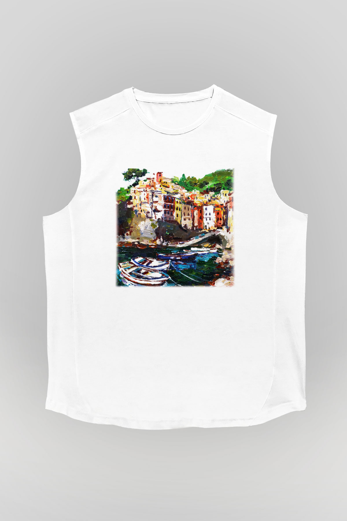 Cinque Terre Beyaz Unisex Kolsuz Tişört