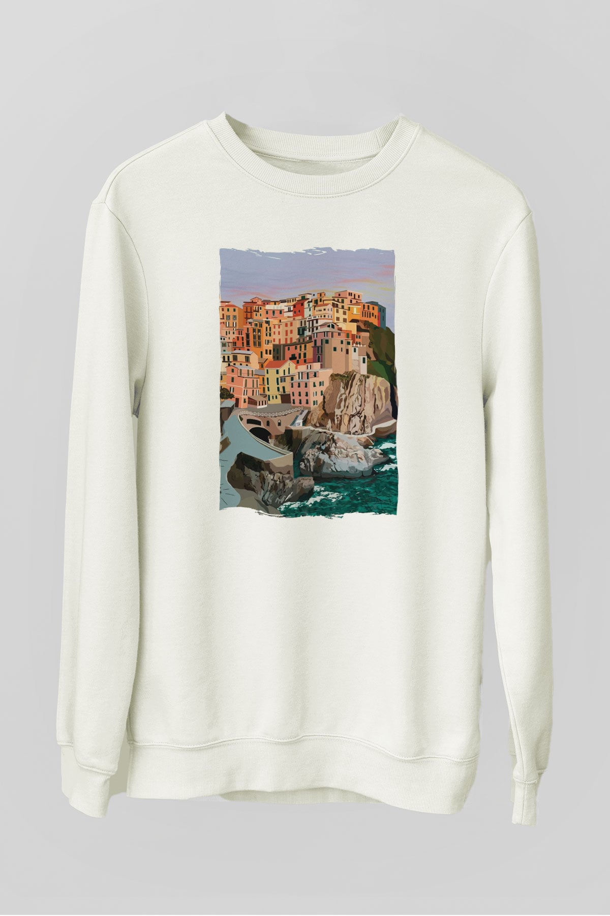 Cinque Terre Beyaz Unisex Sweatshirt