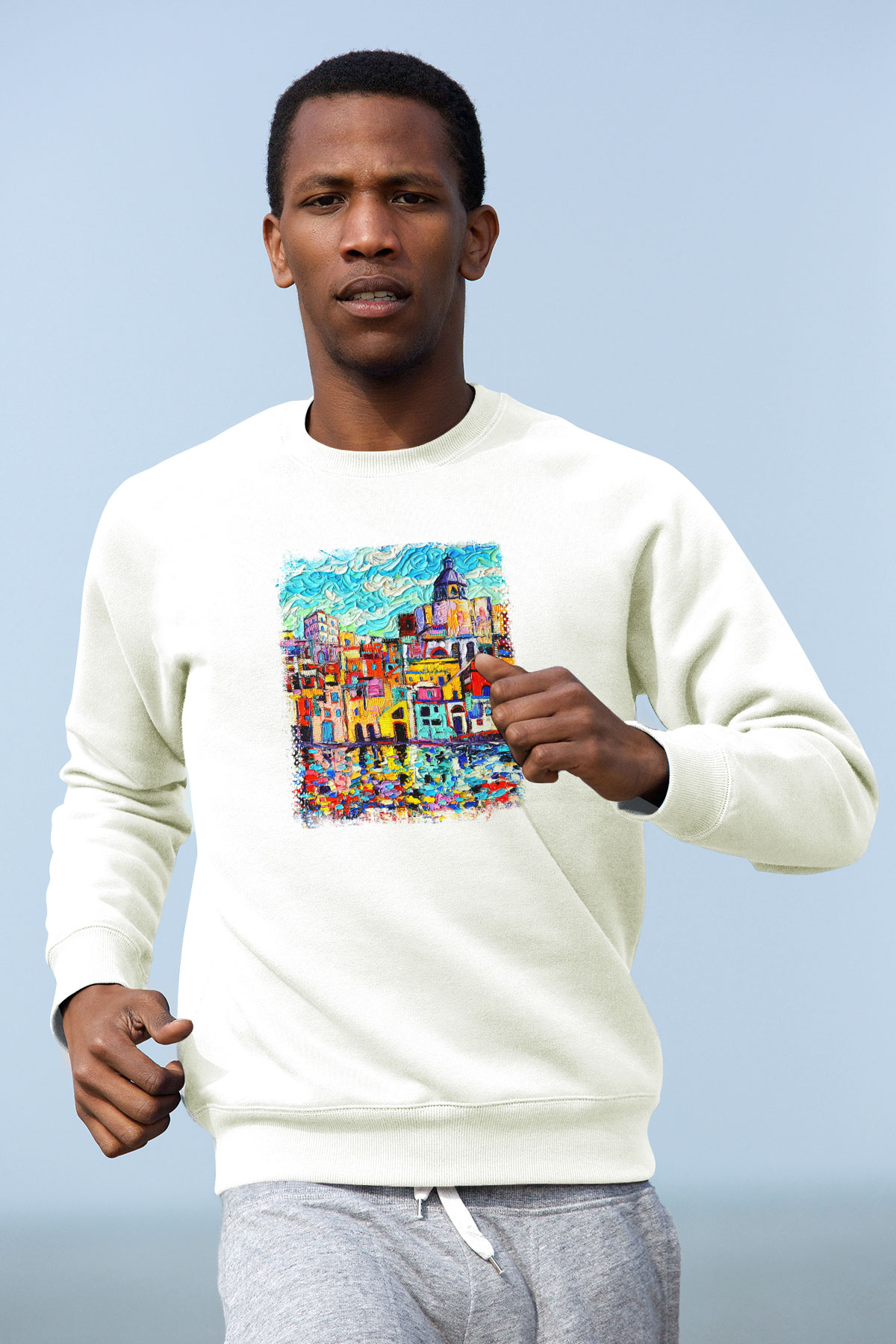 Cinque Terre Beyaz Unisex Sweatshirt