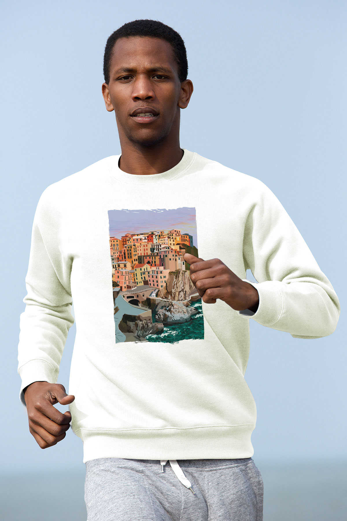 Cinque Terre Beyaz Unisex Sweatshirt