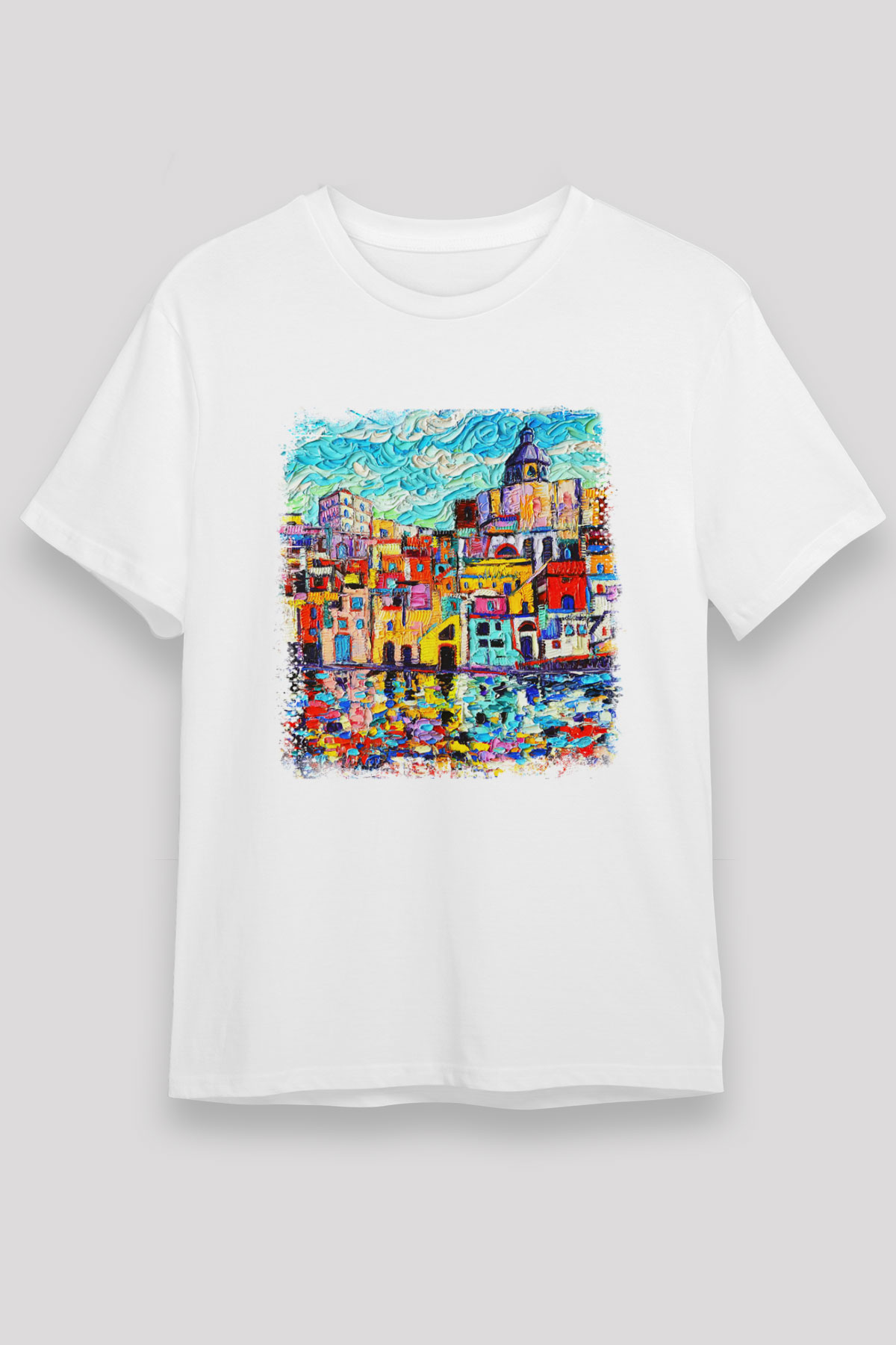 Cinque Terre Beyaz Unisex Tişört T-Shirt - TişörtFabrikası