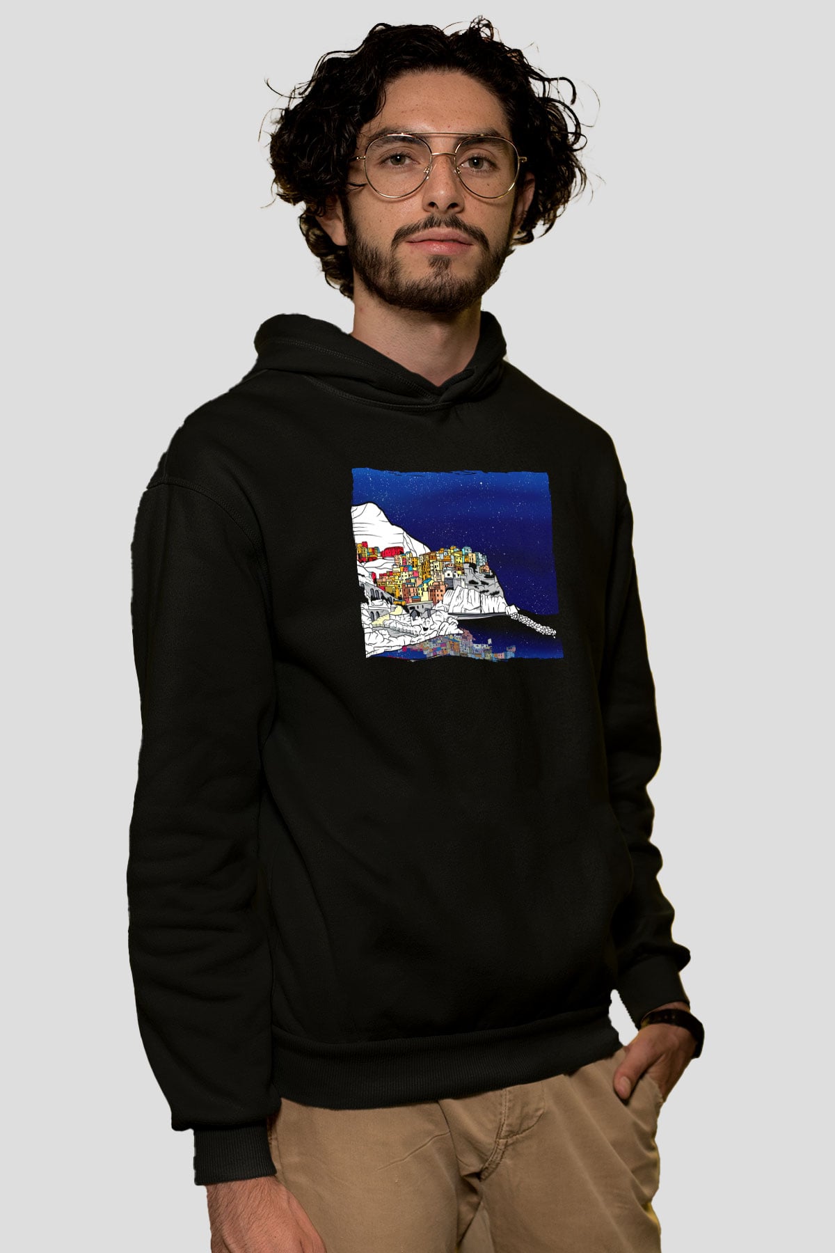Cinque Terre Siyah Unisex Hoodie